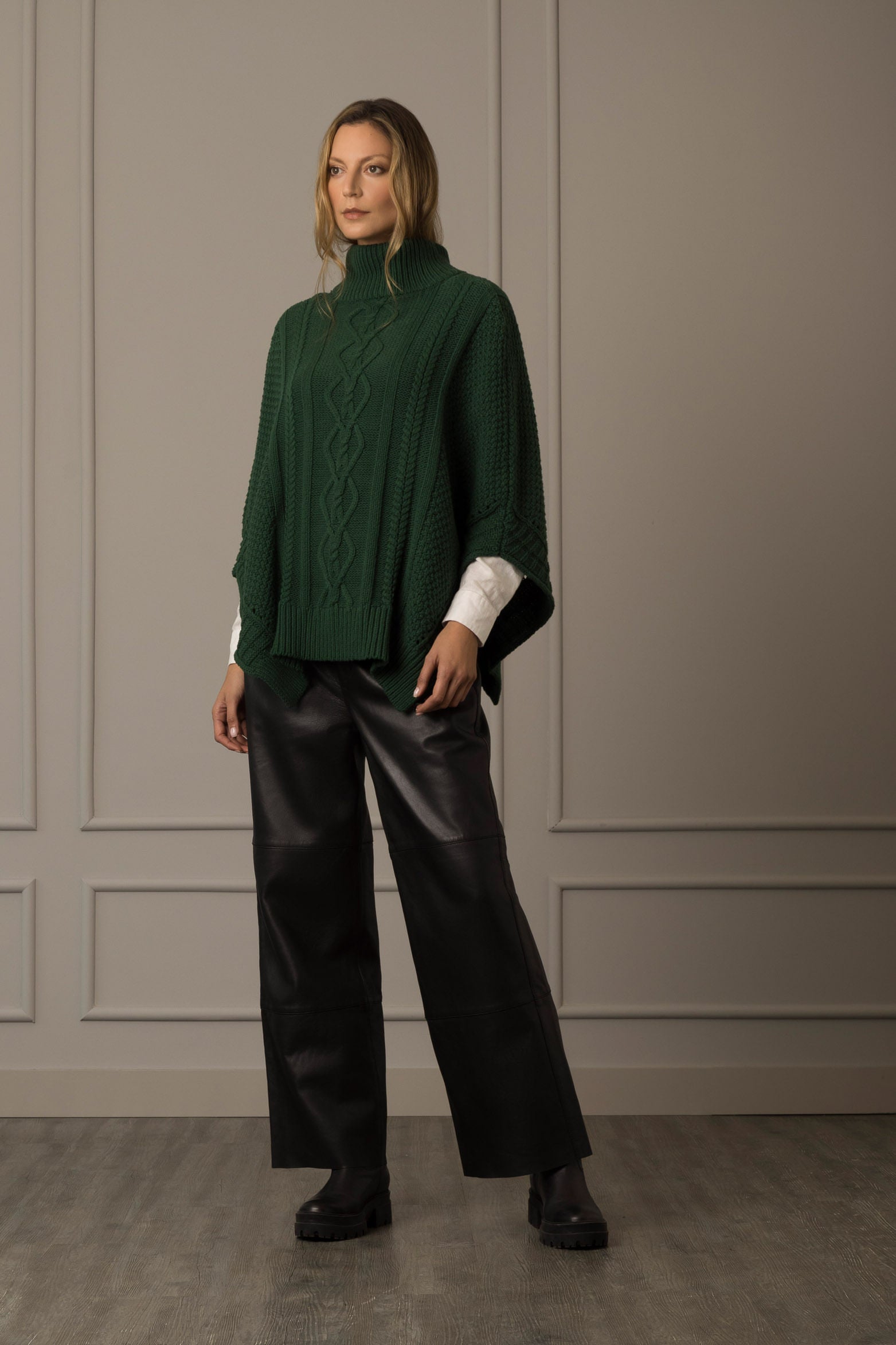 Women’s Dubai Knit Poncho with Turtleneck