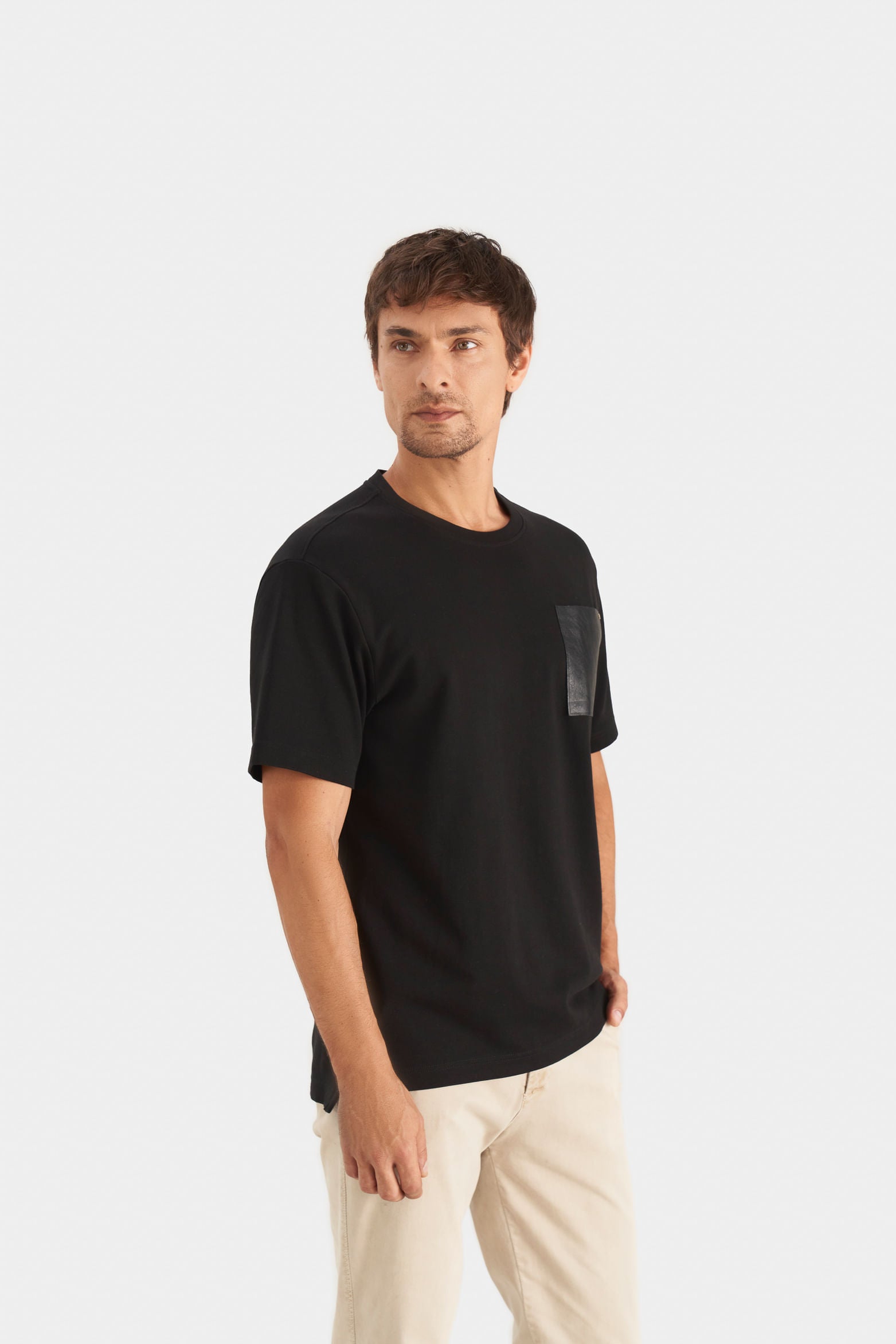 Cotton T-Shirt for Men with Leather Pocket – Velez Artisan