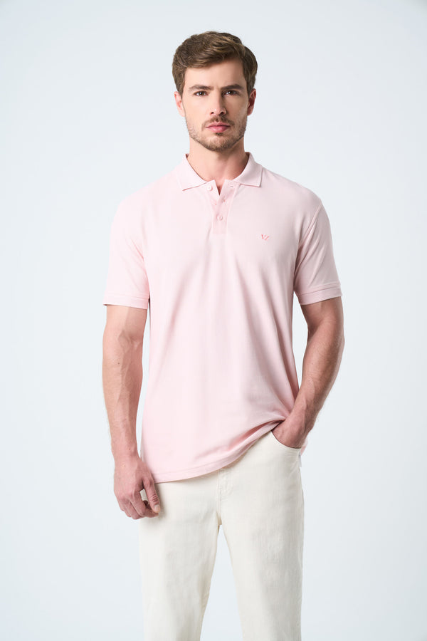Semi-fit polo shirt for men with jacquard detail