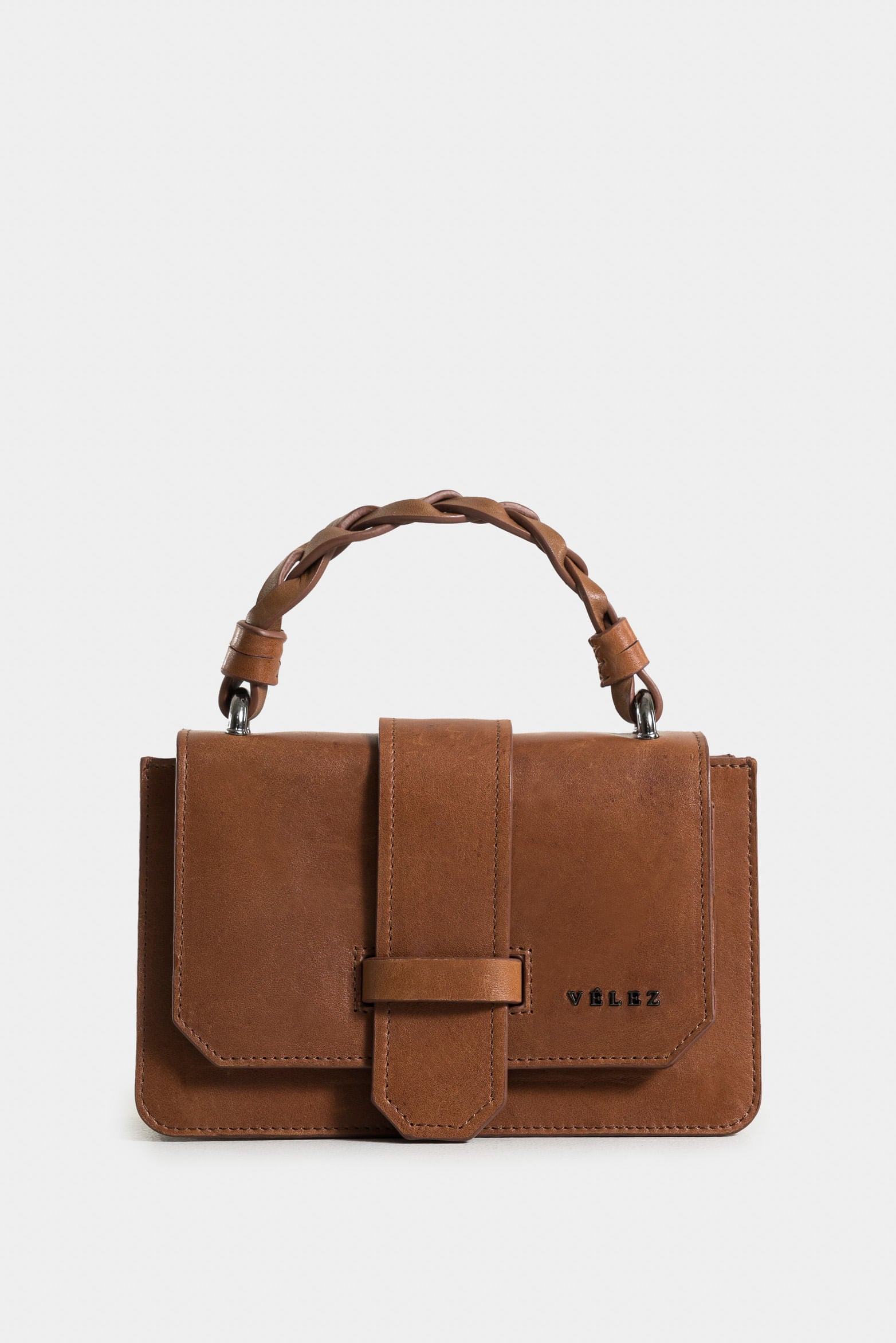 Garniel Mini Bowling BagLeather for Women with Braided Handle