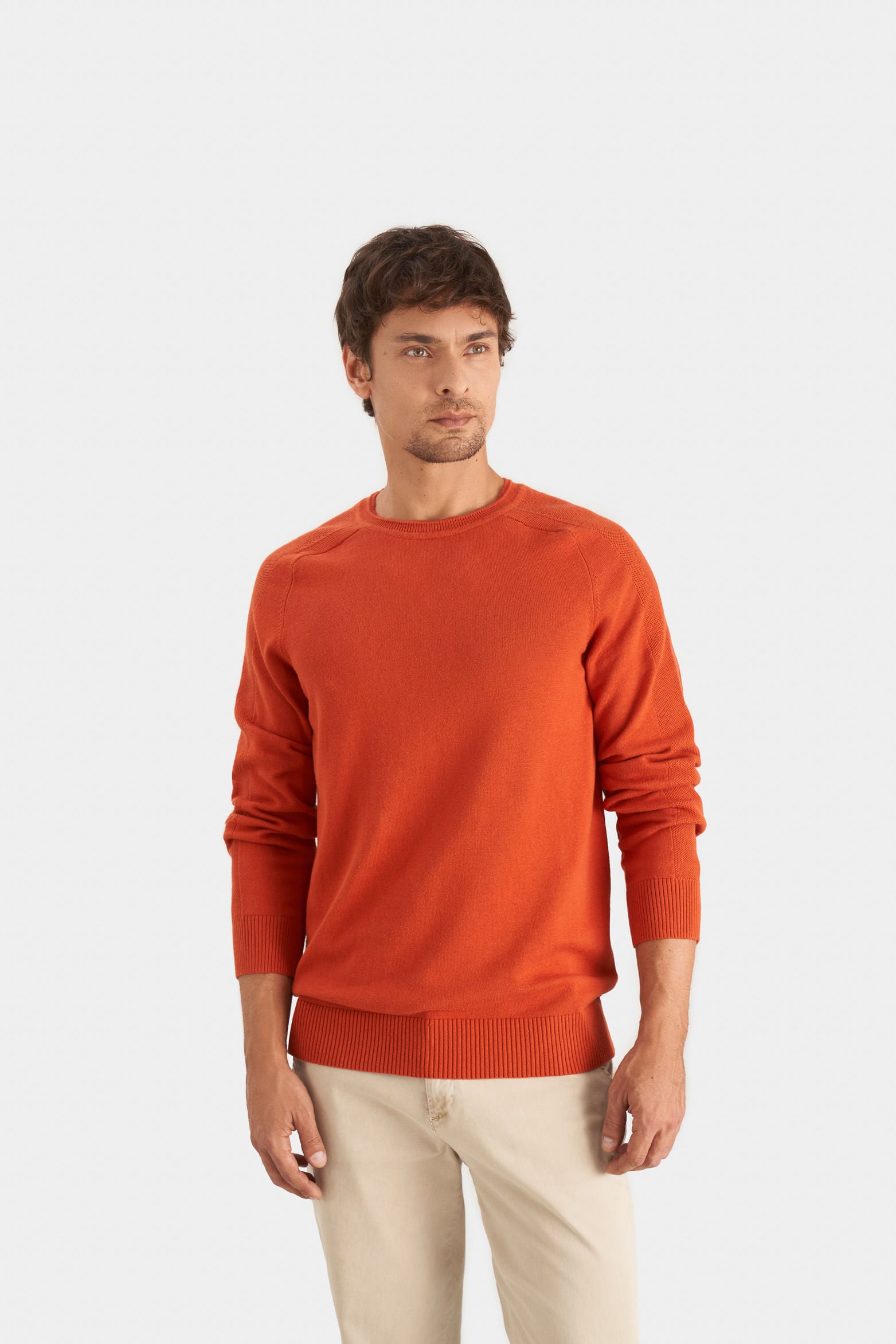 Men’s Cotton Knit Sweater with Raglan Sleeves