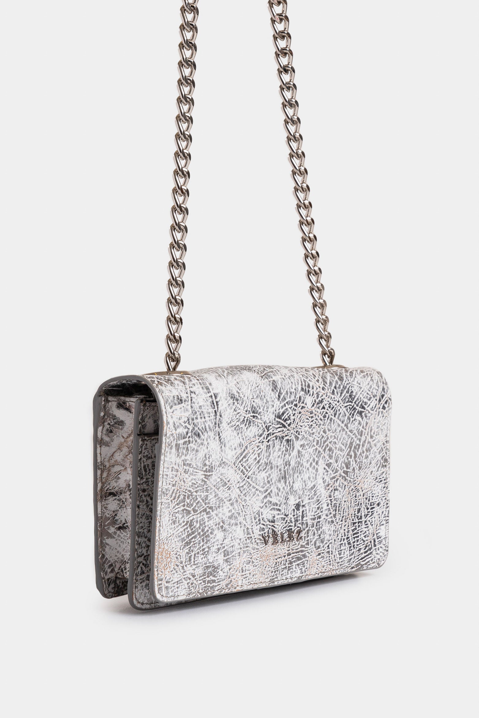 Budda cracked leather crossbody bag for women with chain detail
