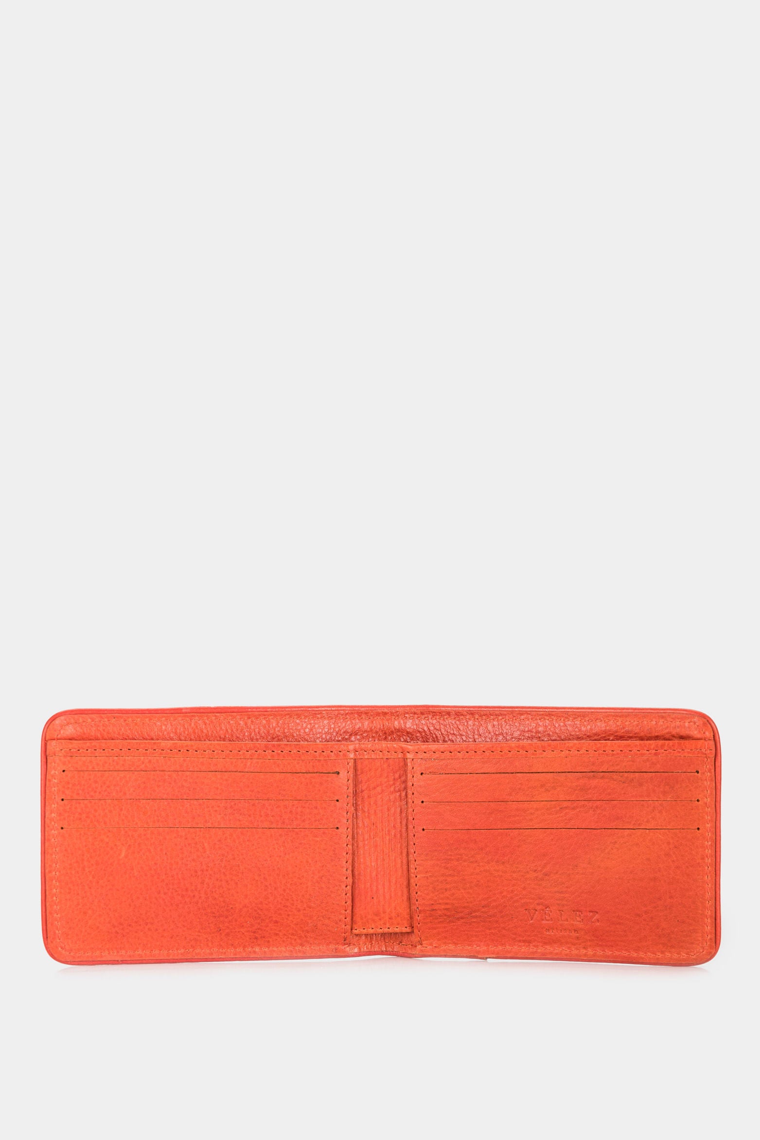 Men’s Cumbal Wallet in Embossed Orange Leather with Contrast Stripe