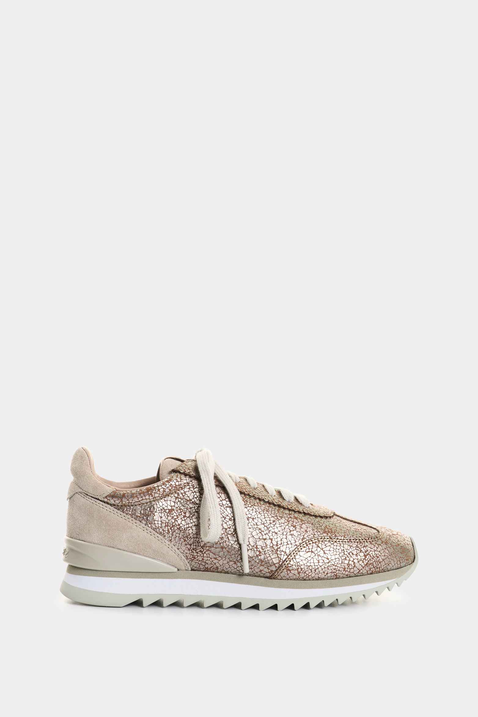 Sand Leather and Foil Sneakers for Women