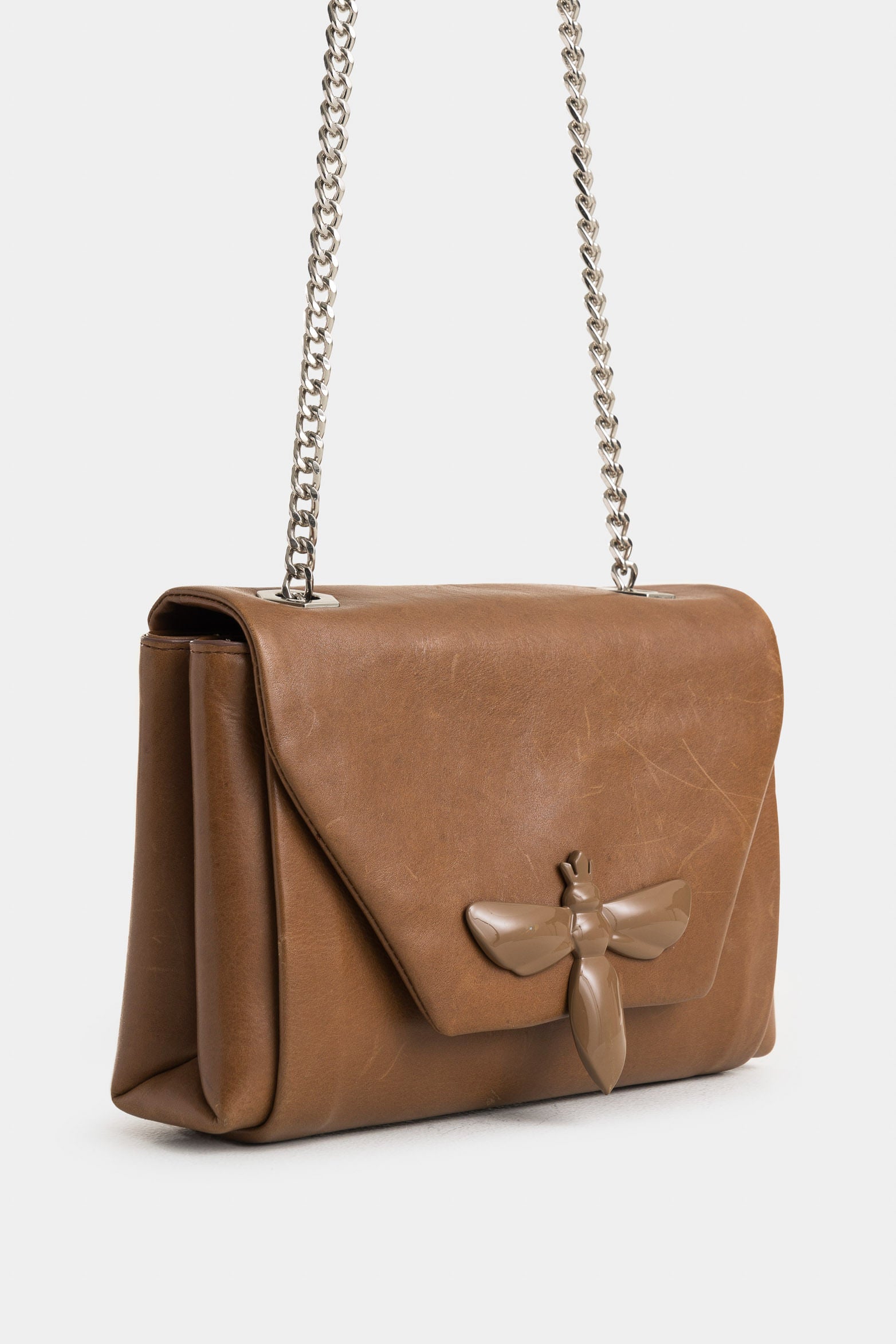Lili Bowling Leather Bag with Hexagon Lid