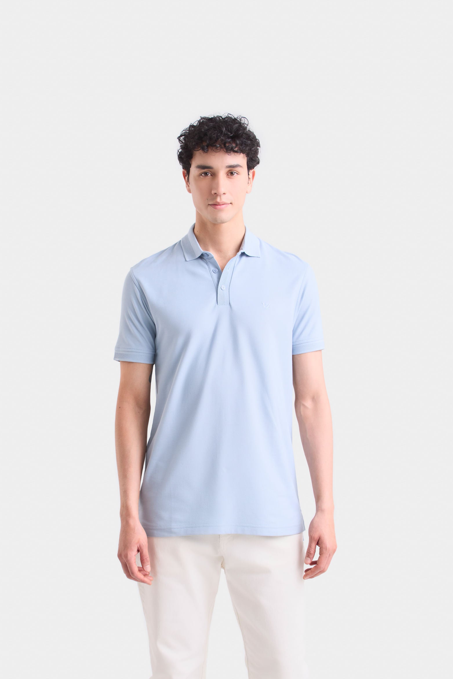 Casual Polo in Light Blue Pima Cotton