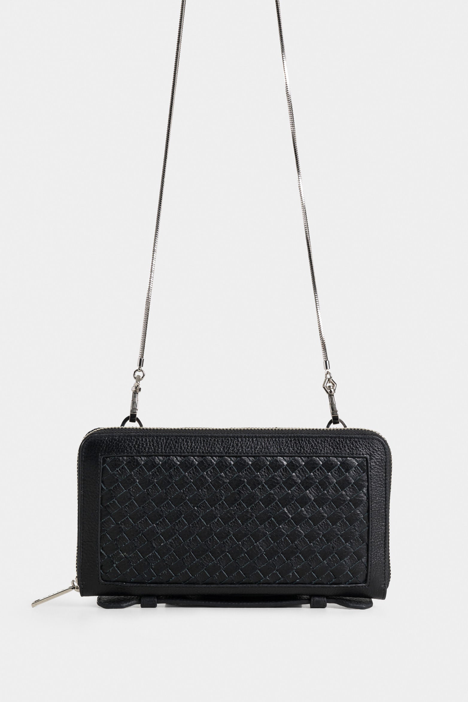 Woven Detail Leather Cell Phone Holder for Women