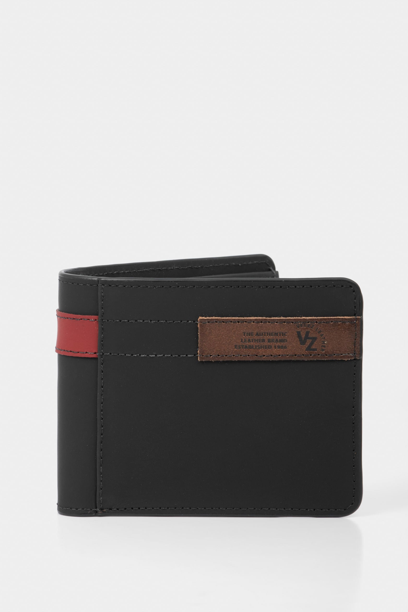 Contrast Leather Wallet in Black