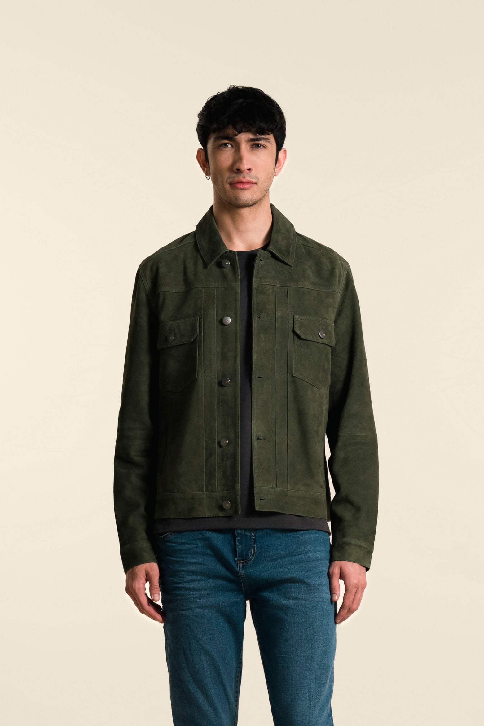 Men's Chambray Collar Zambeze Suede Jacket