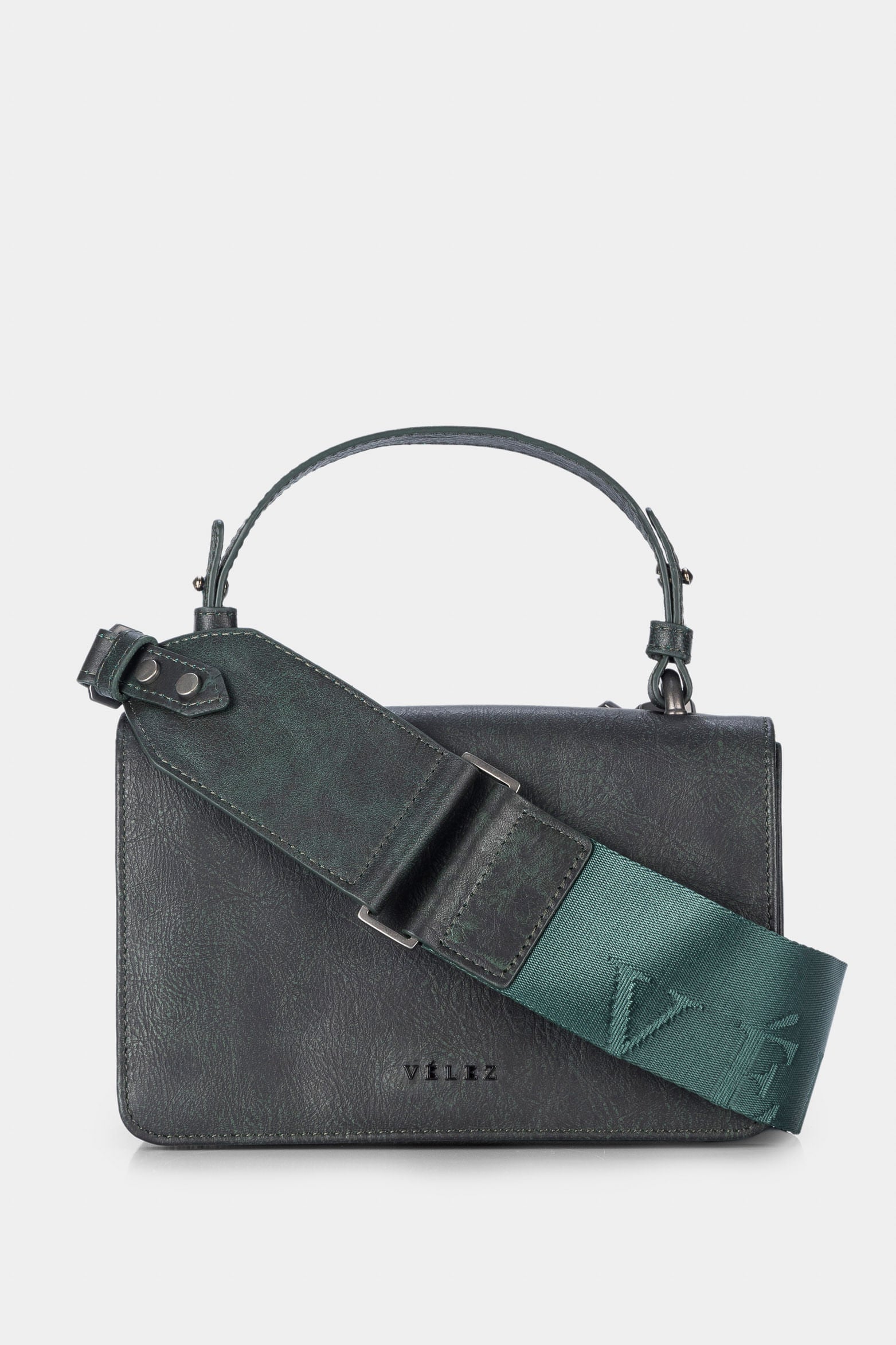 Women’s Lisa Mini Shoulder Handbags in Green Leather with Handcrafted Effect