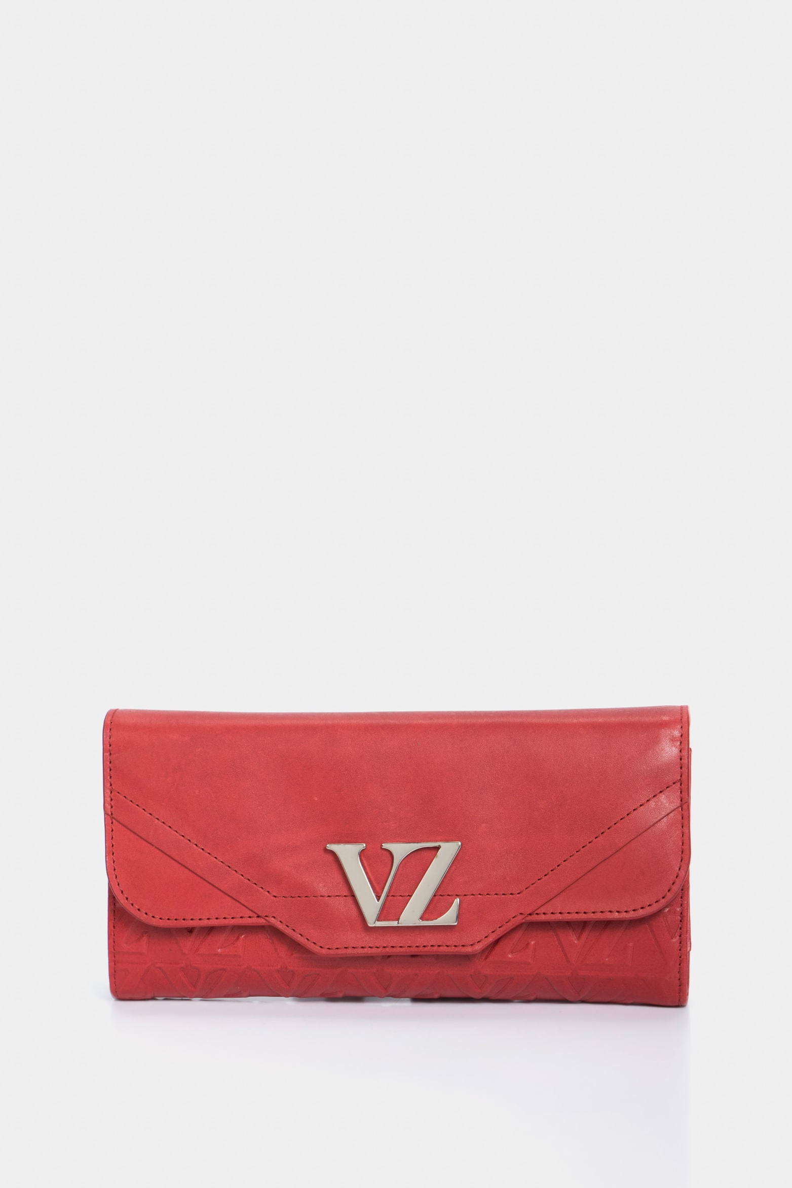Women’s Damascus VZ Monogram Wallet in Embossed Red Leather