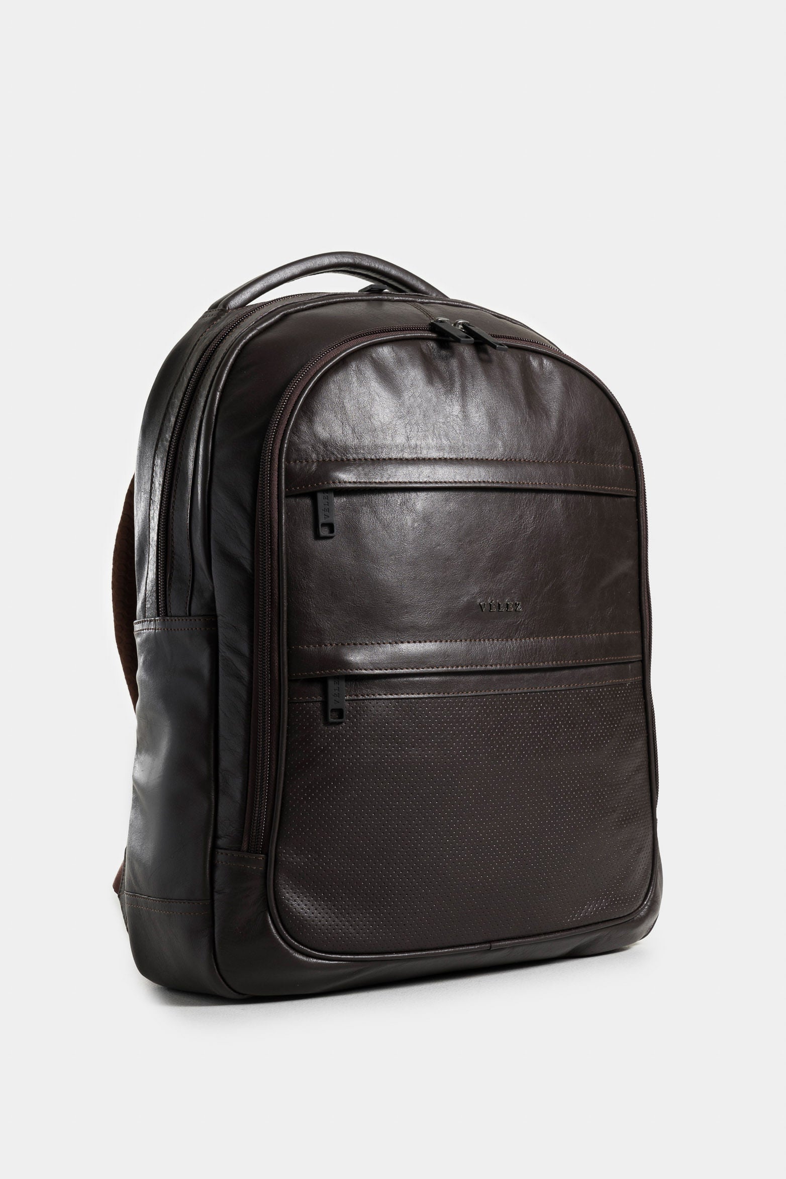 Waterproof 2 leather backpack for men with bidirectional zipper