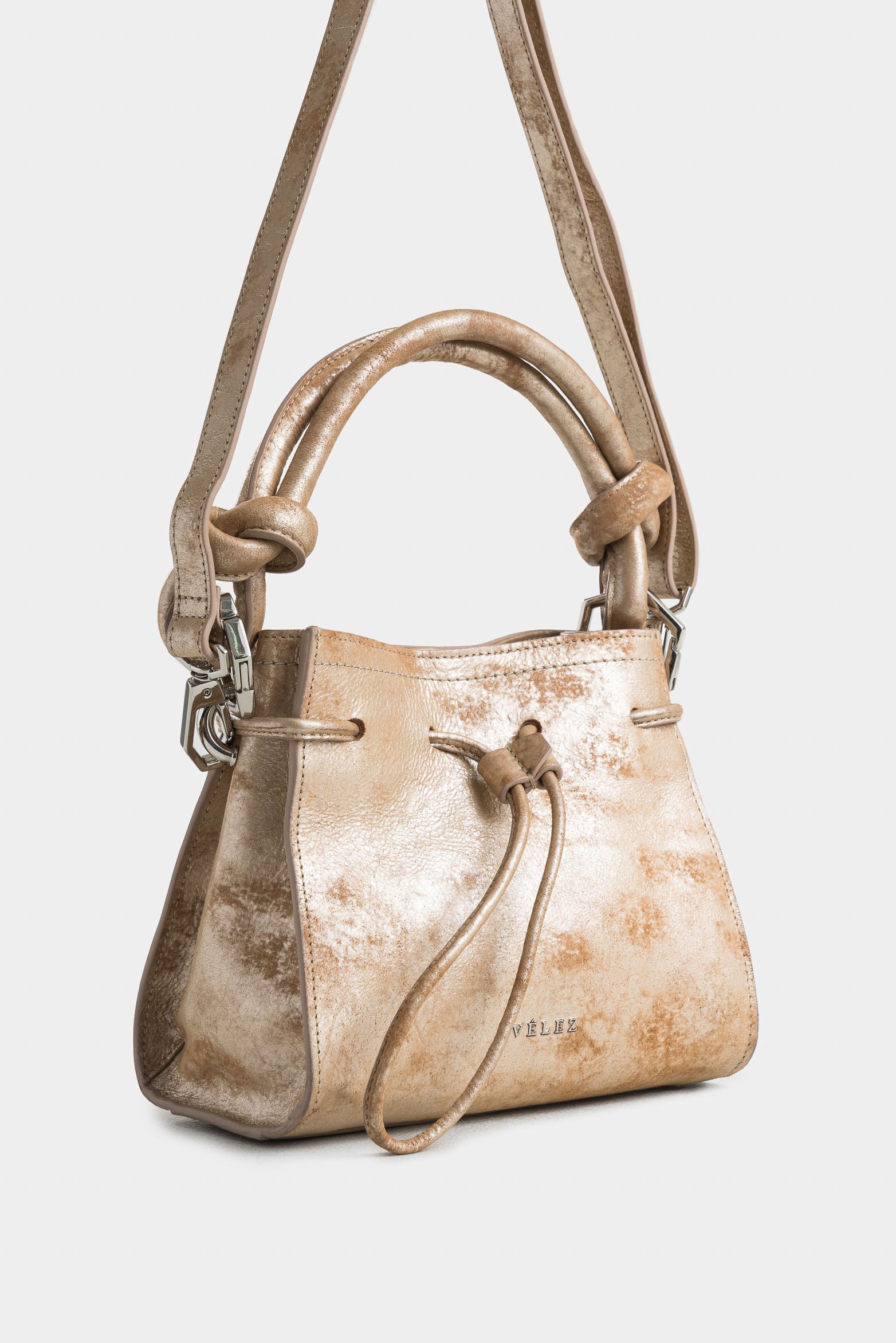 Pers Leather Handbag with Knotted Detail for Women
