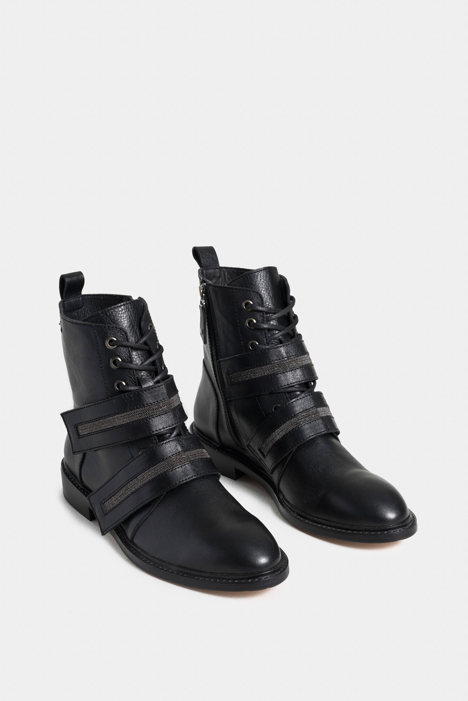 Mentha Leather Ankle Boots for Women with Military Silhouette