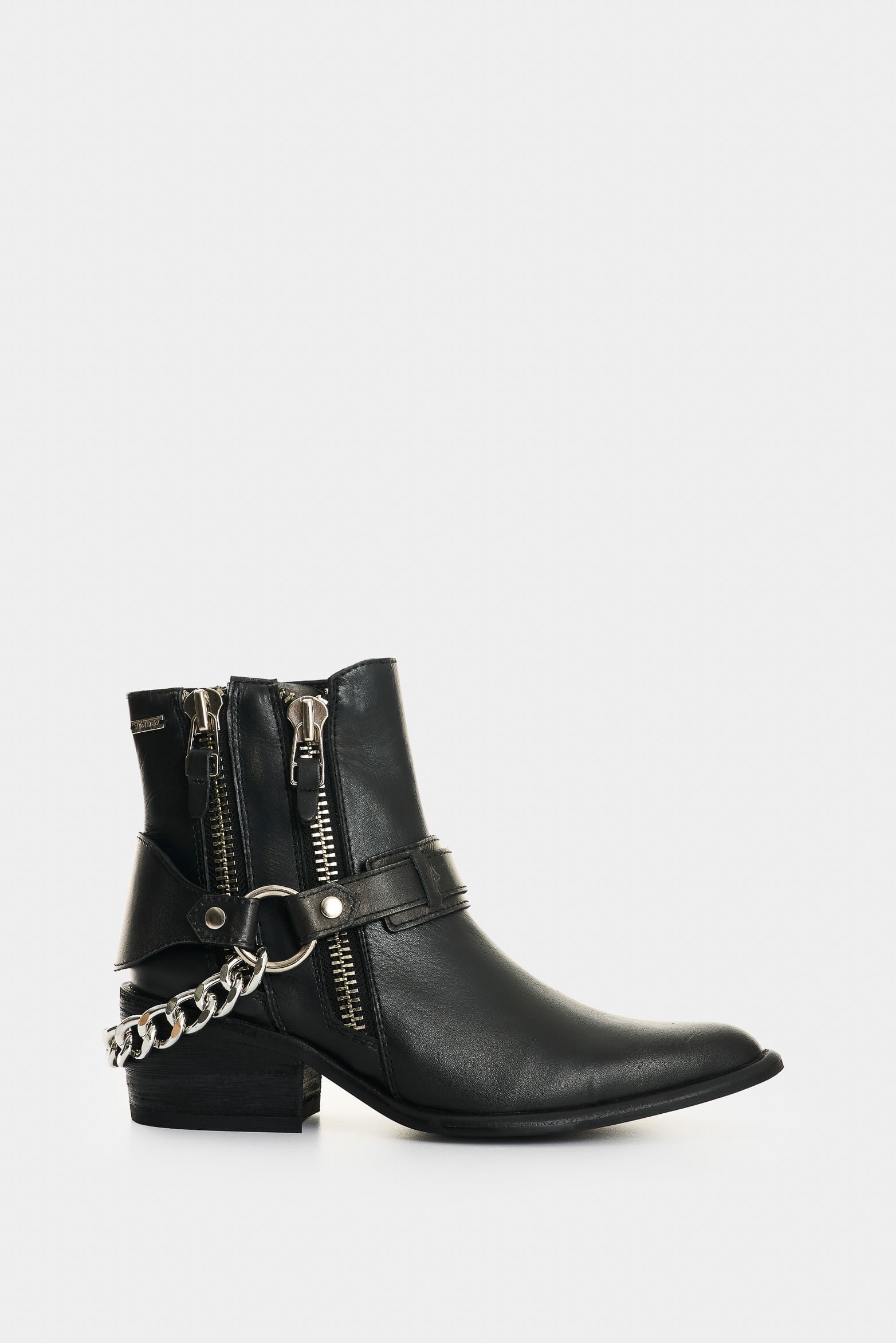Marine crackled leather ankle boots for women