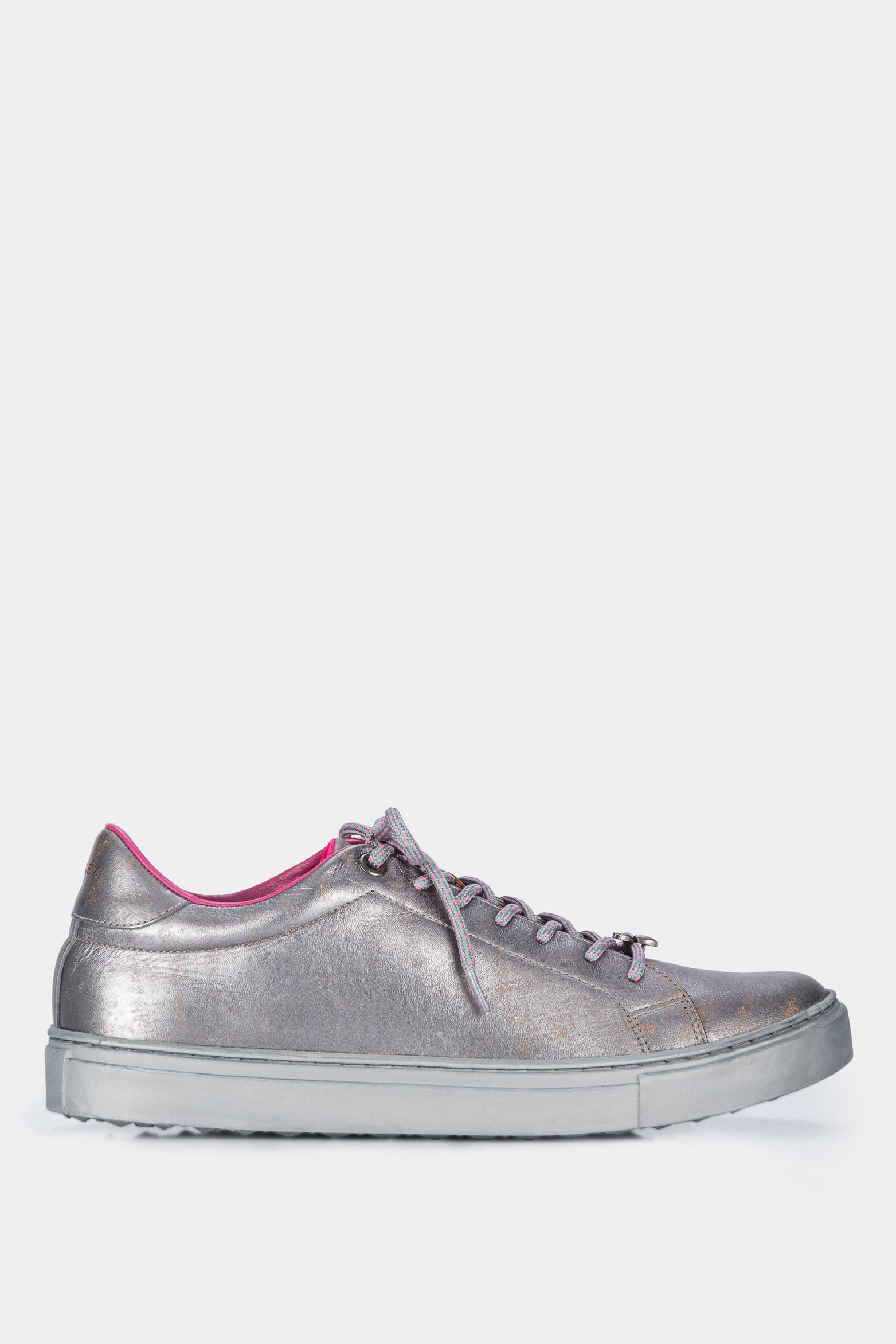 Women’s Oda Sneakers in Gunmetal Gray Metallized Leather