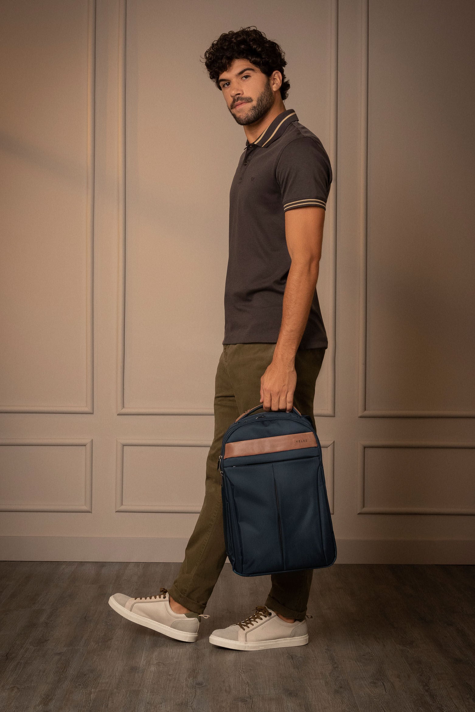 Express Monochrome Canvas Backpack in Dark Blue