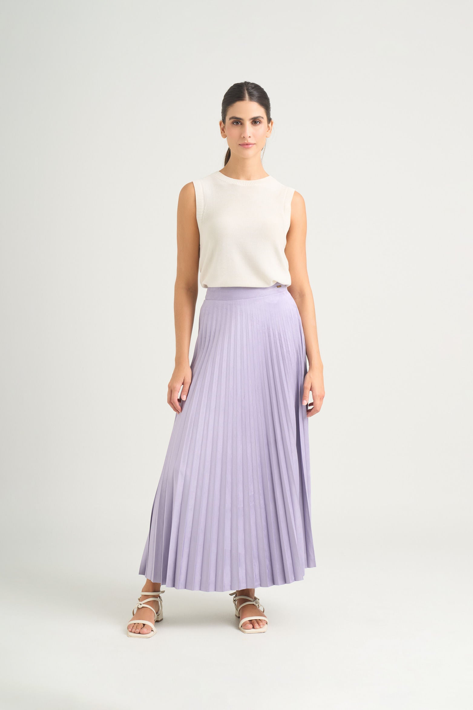 Pleated Alma Skirt in Knit Fabric for Women