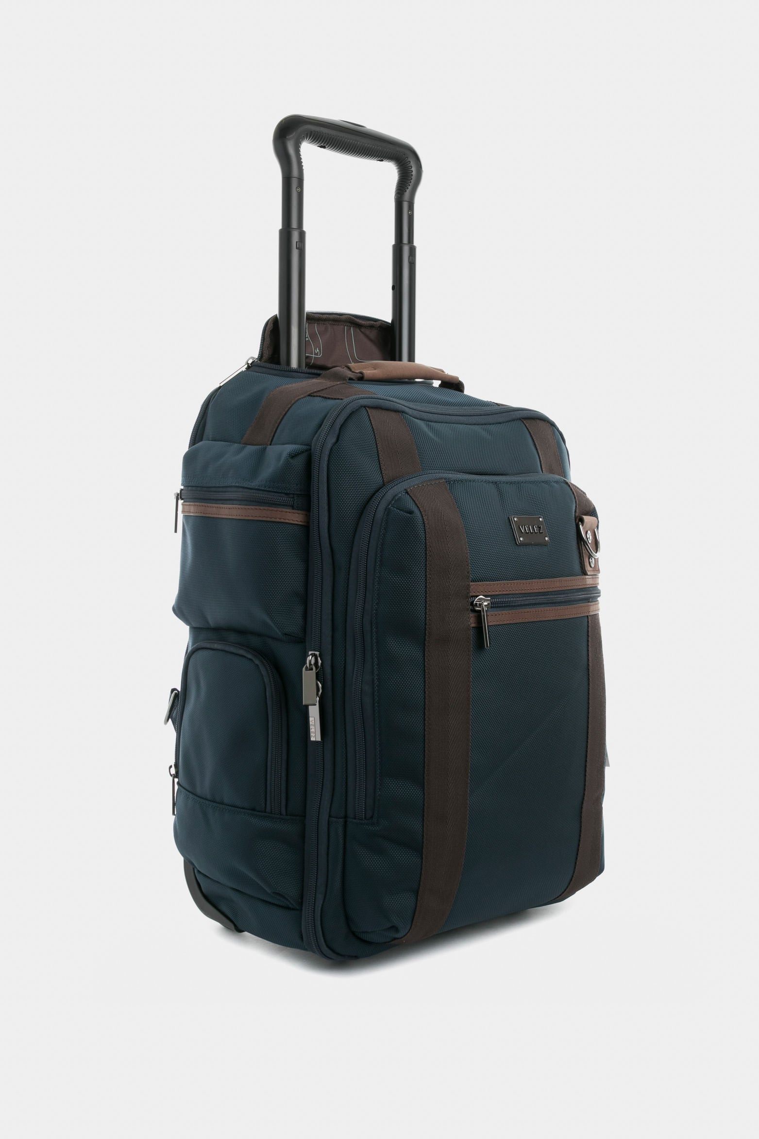 Canvas and Leather Trolley Backpack for Men with Accents