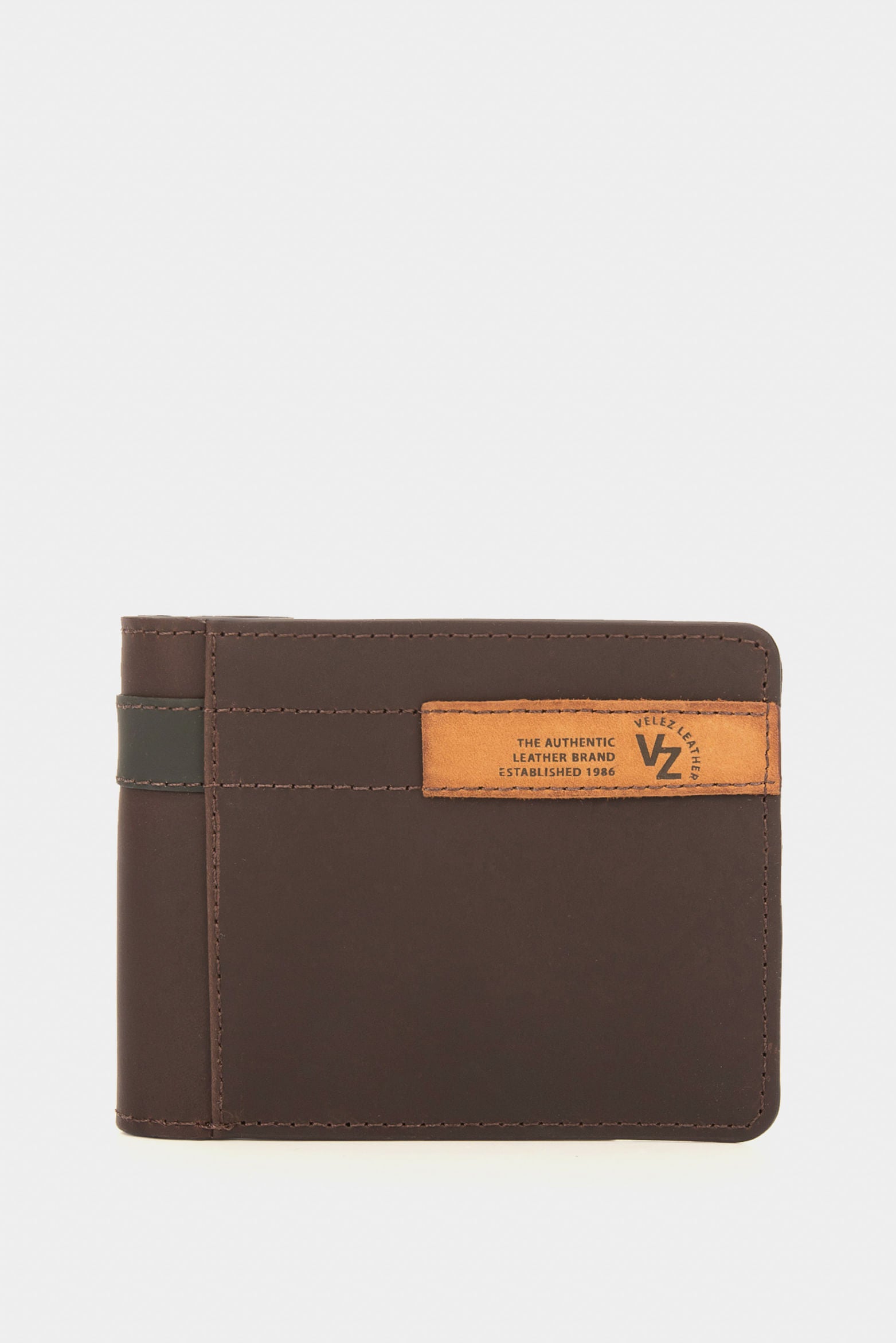 Contrast Leather Wallet in Brown