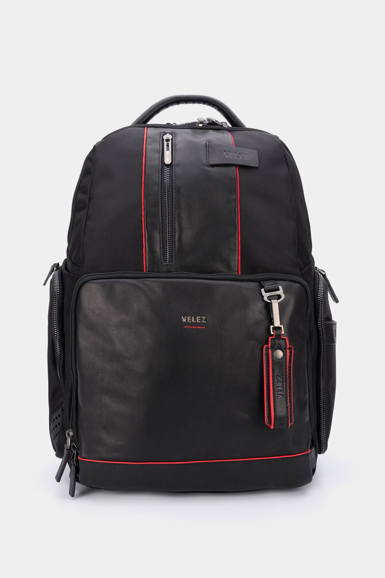 Men’s Security Sport Backpack in Black Canvas with Leather Accents