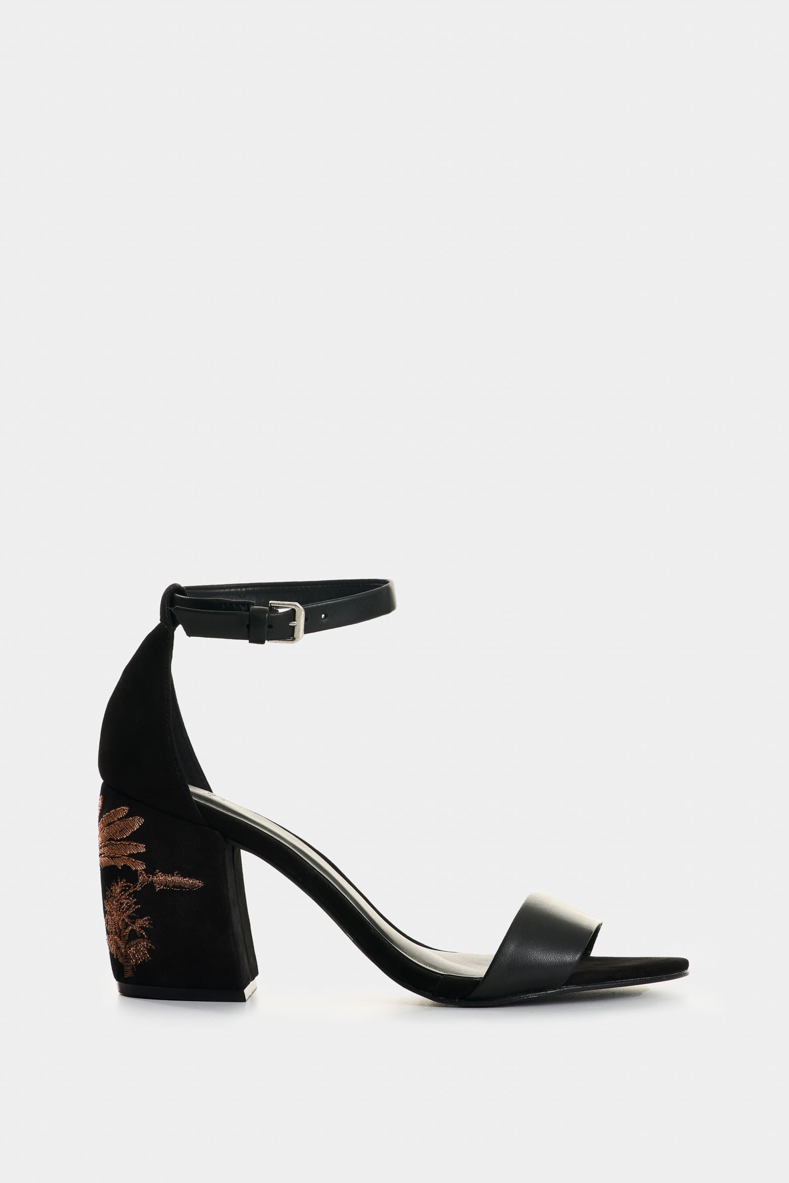 Suede Encanto heeled sandal for women with embroidery