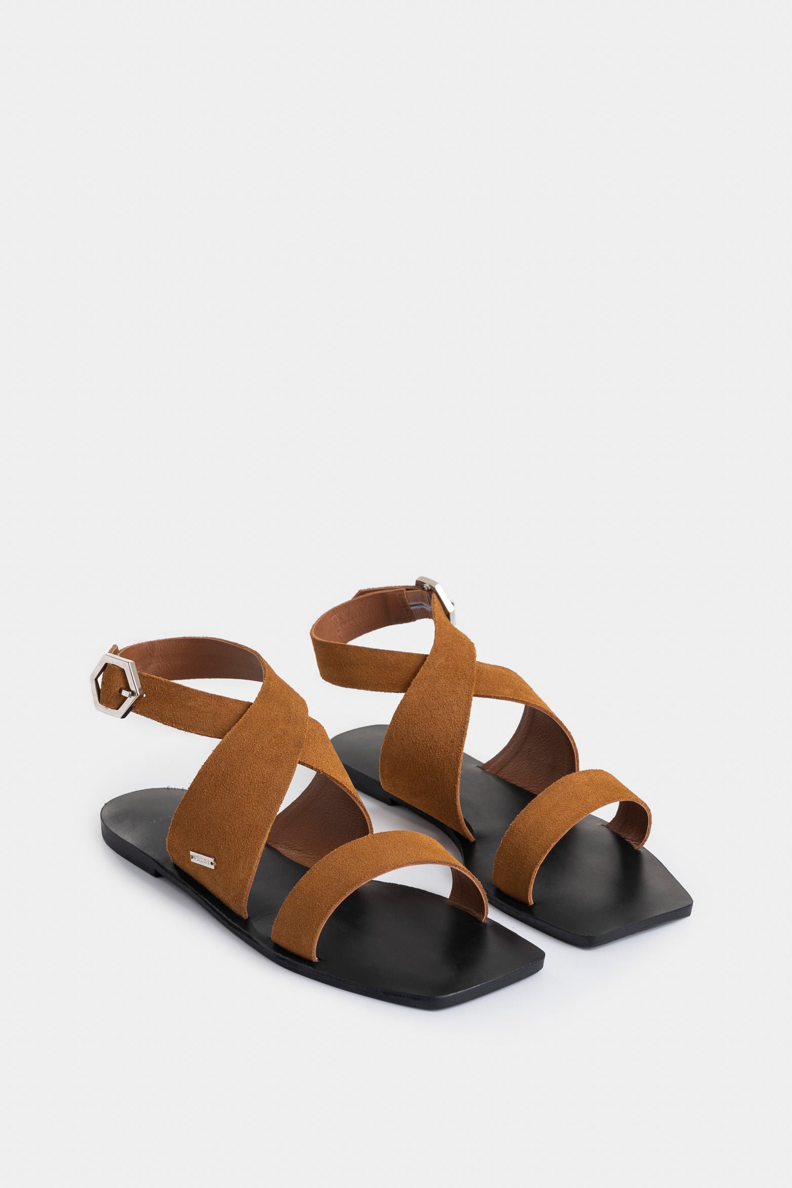 Draco Flat Sandal in Leather for Women with Ankle Tie