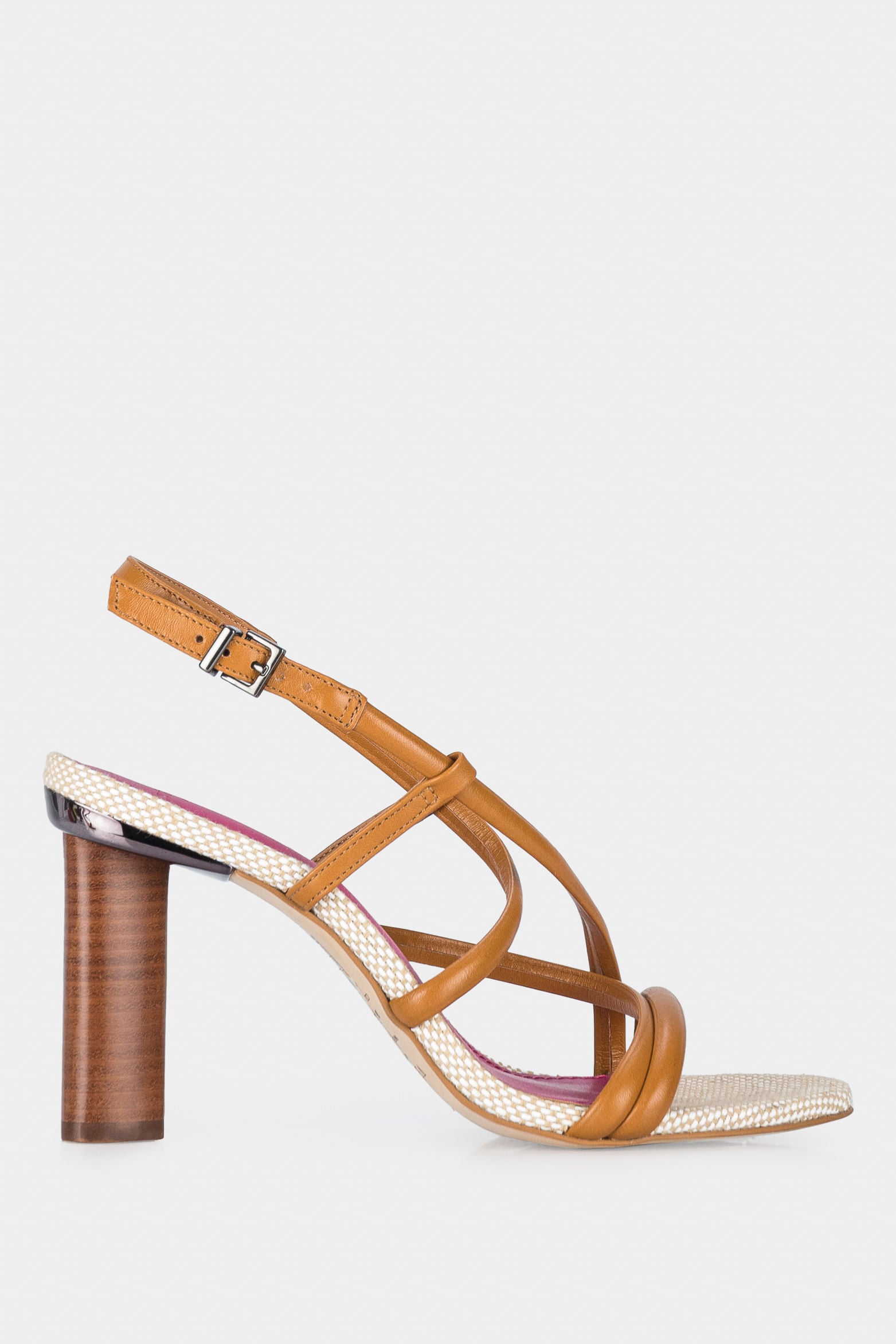Women’s Daca Heeled Sandals in Honey Leather with Seamless Straps