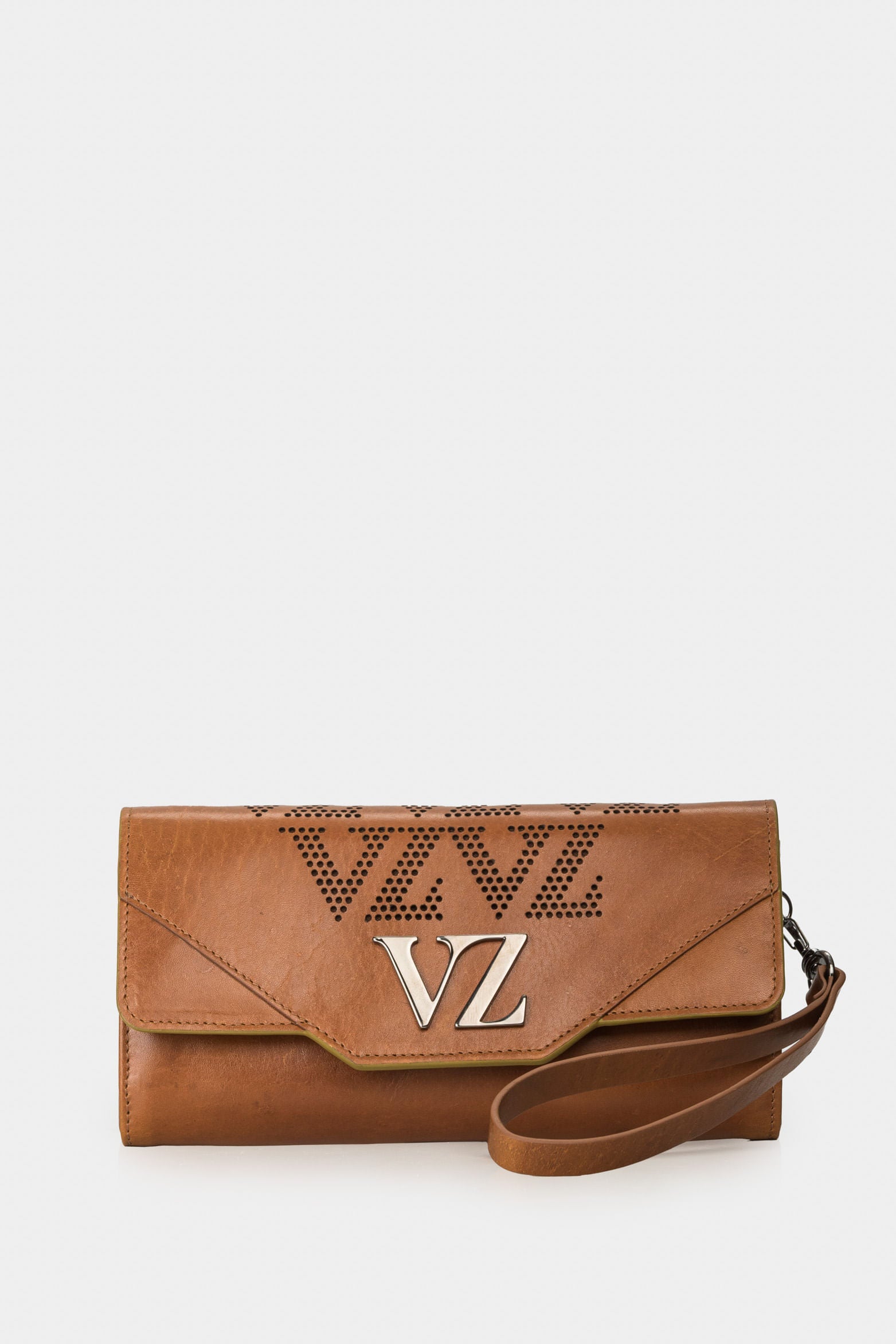 Women’s Damasco Accordion Wallet in Leather with Perforated Detail