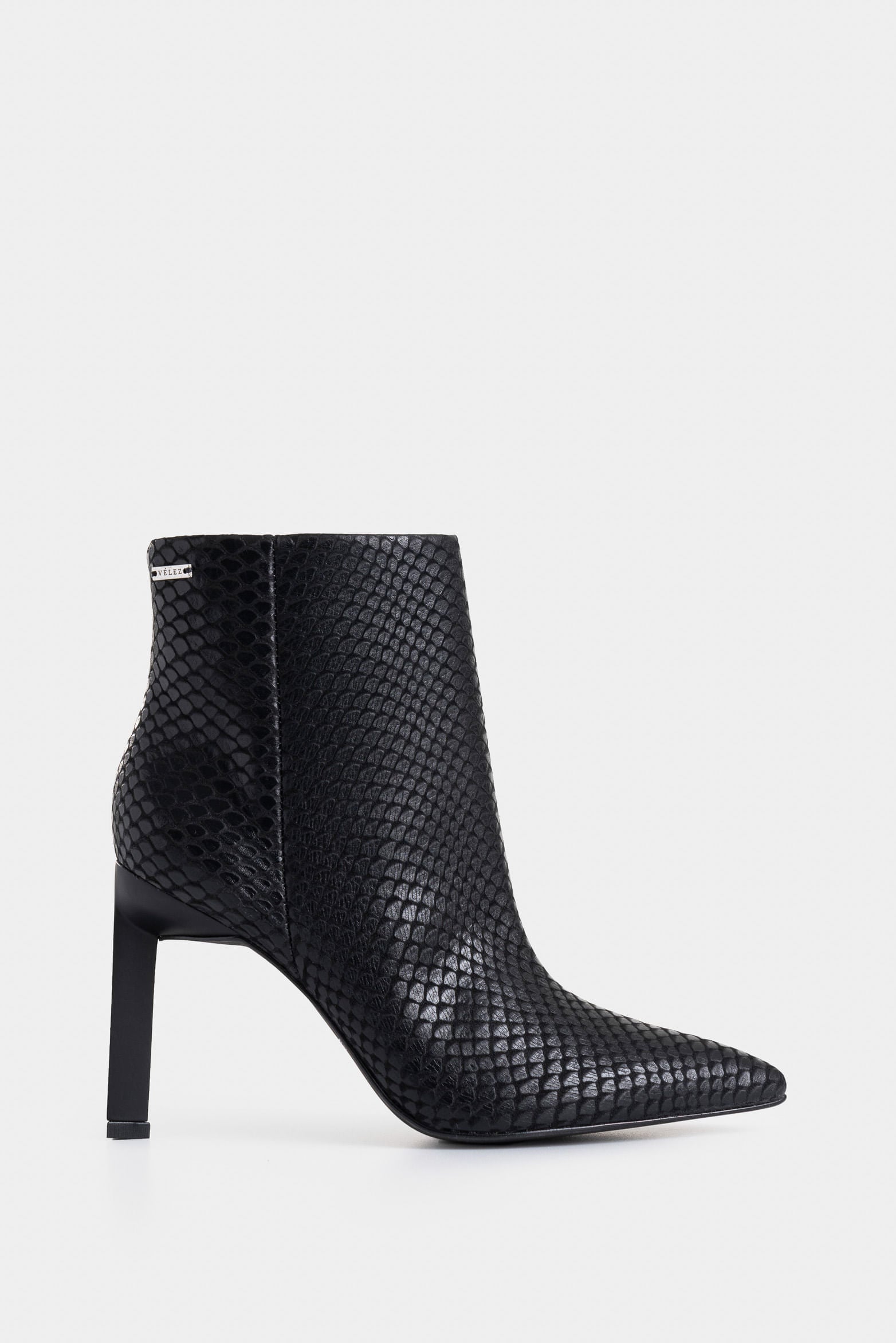 Snake-Embossed Leather Ankle Boots for Women