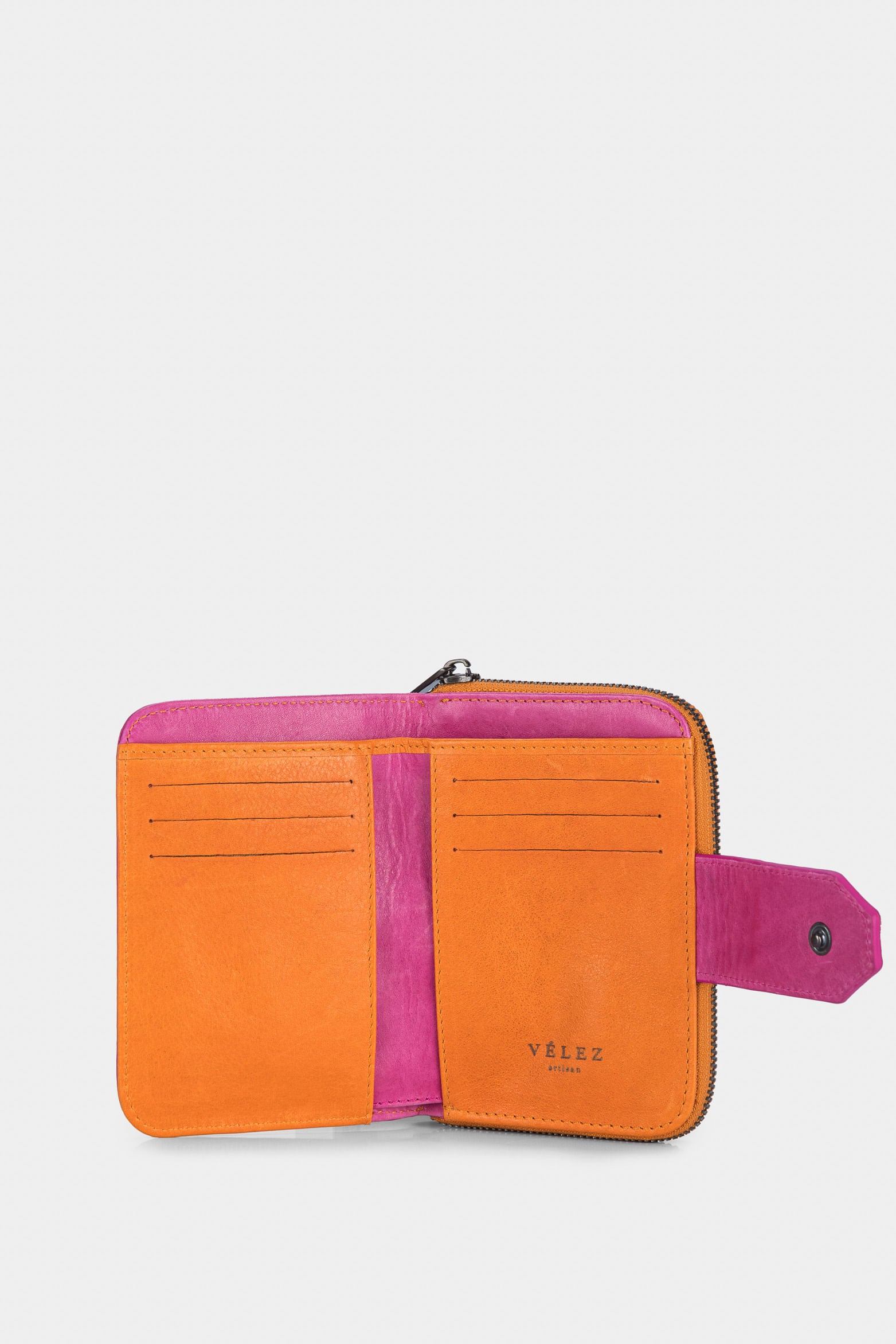 Women’s Dijon Wallet in Yellow Leather with Color Contrast