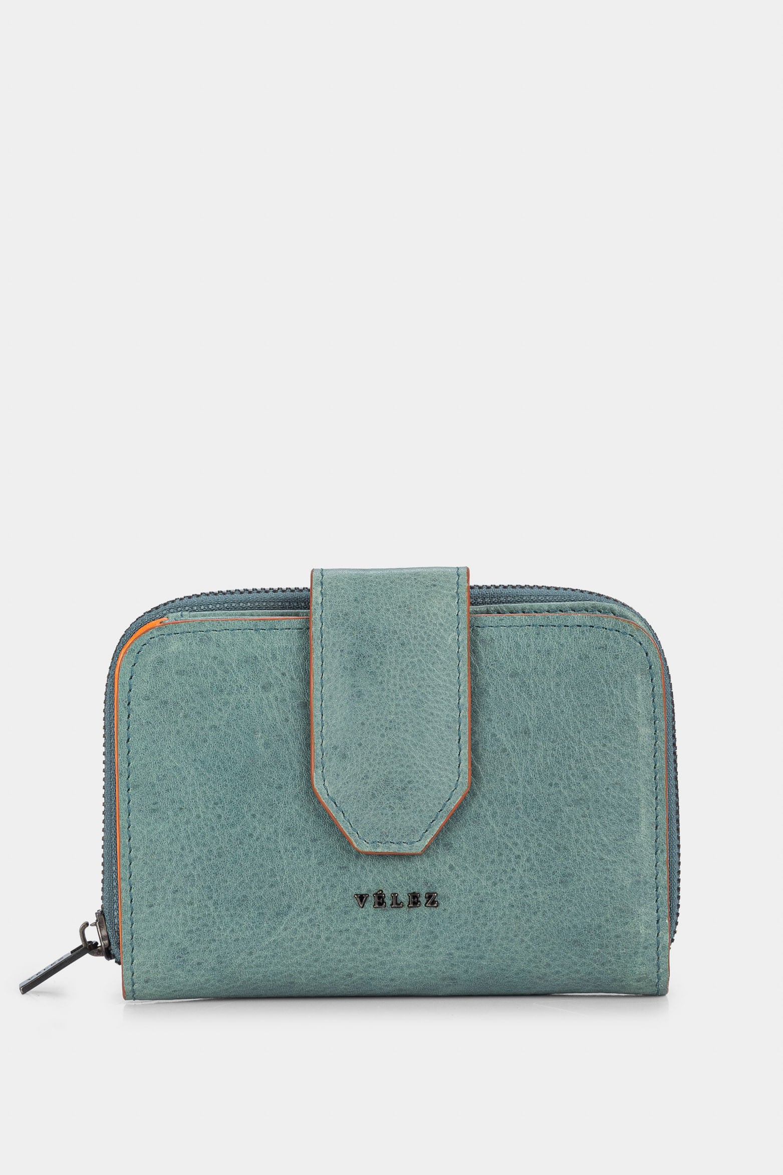 Women’s Dijon Wallet in Aquamarine Leather with Color Contrast