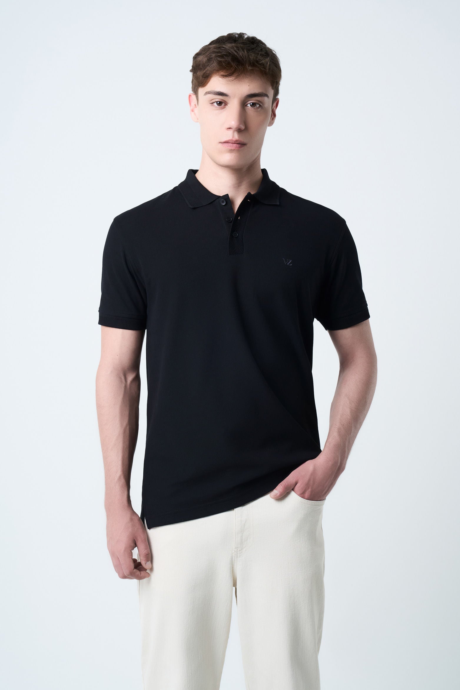 Men’s SemiFit Polo with Jacquard Detail