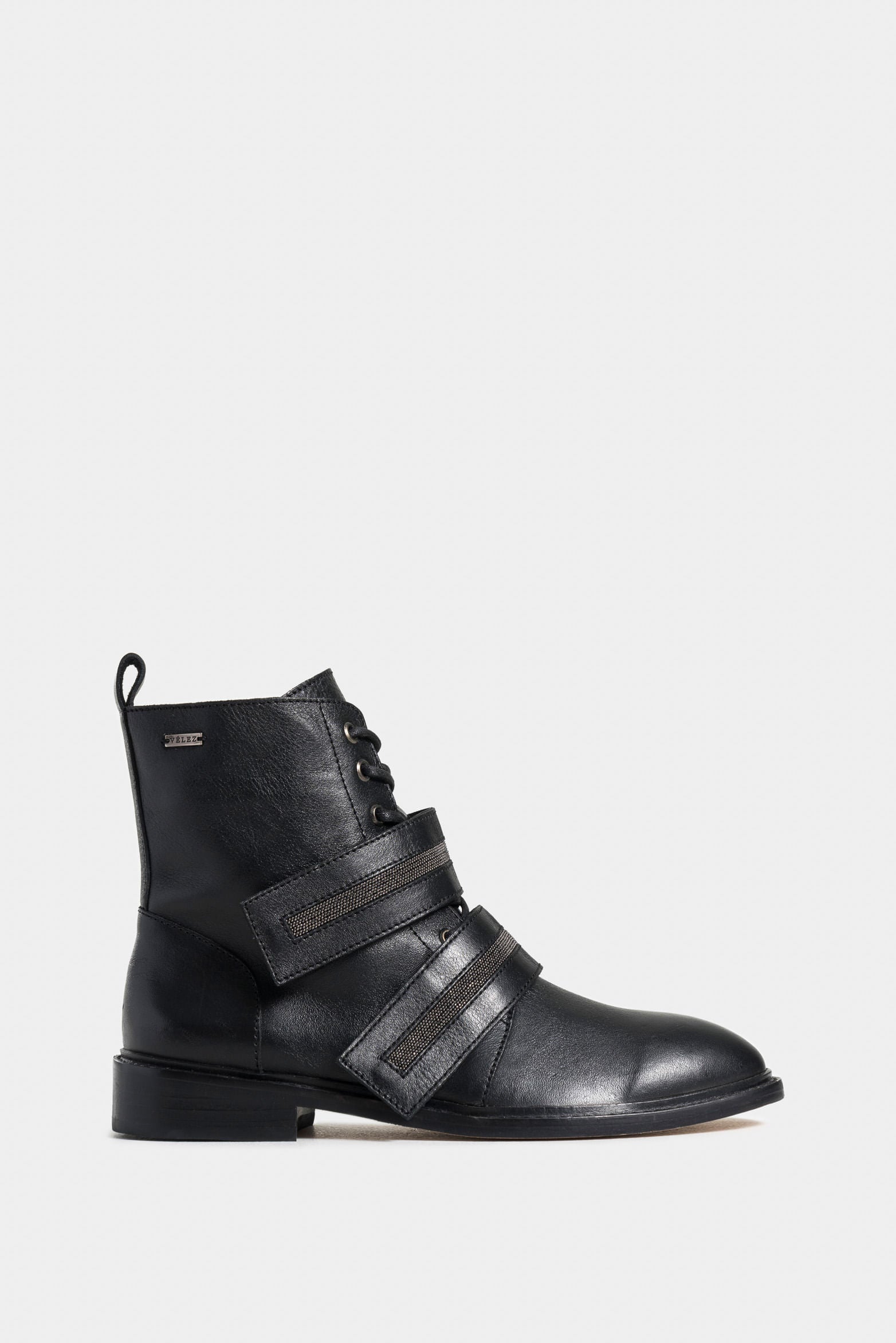 Mentha Leather Ankle Boots for Women with Military Silhouette