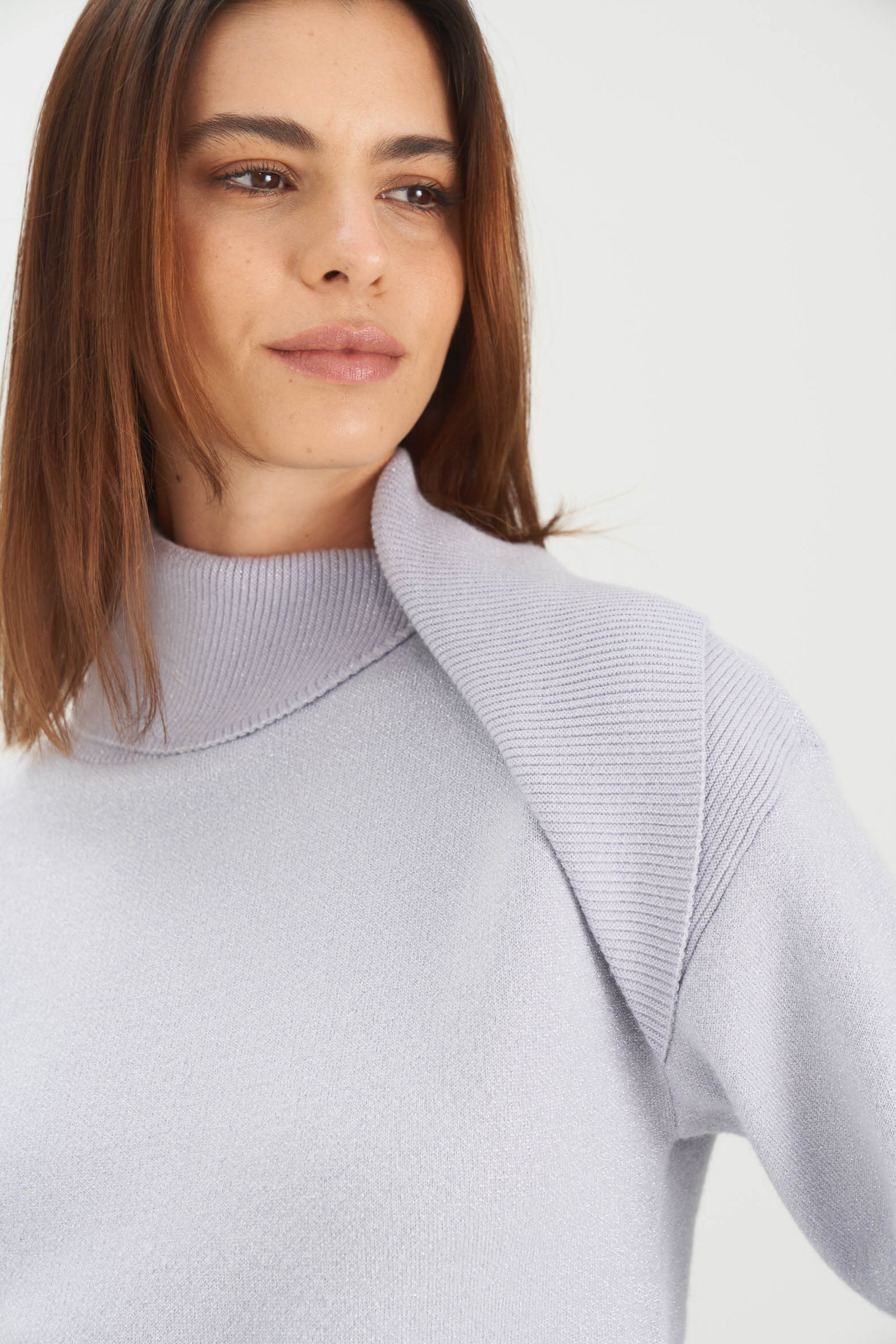 Calas Knitted Sweater for Women with Draped Collar Effect