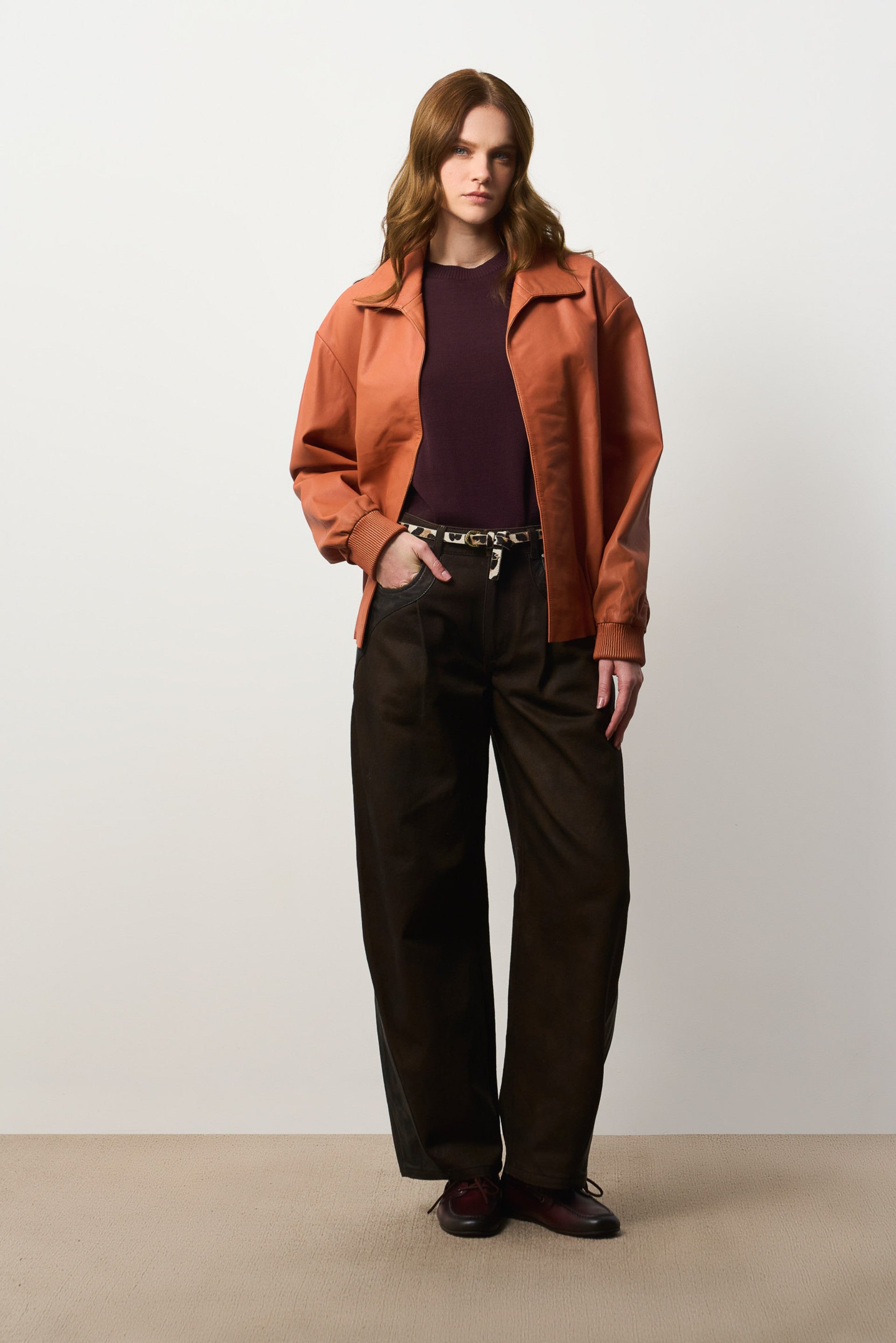 Pearl Oversized Leather Bomber Jacket for Women