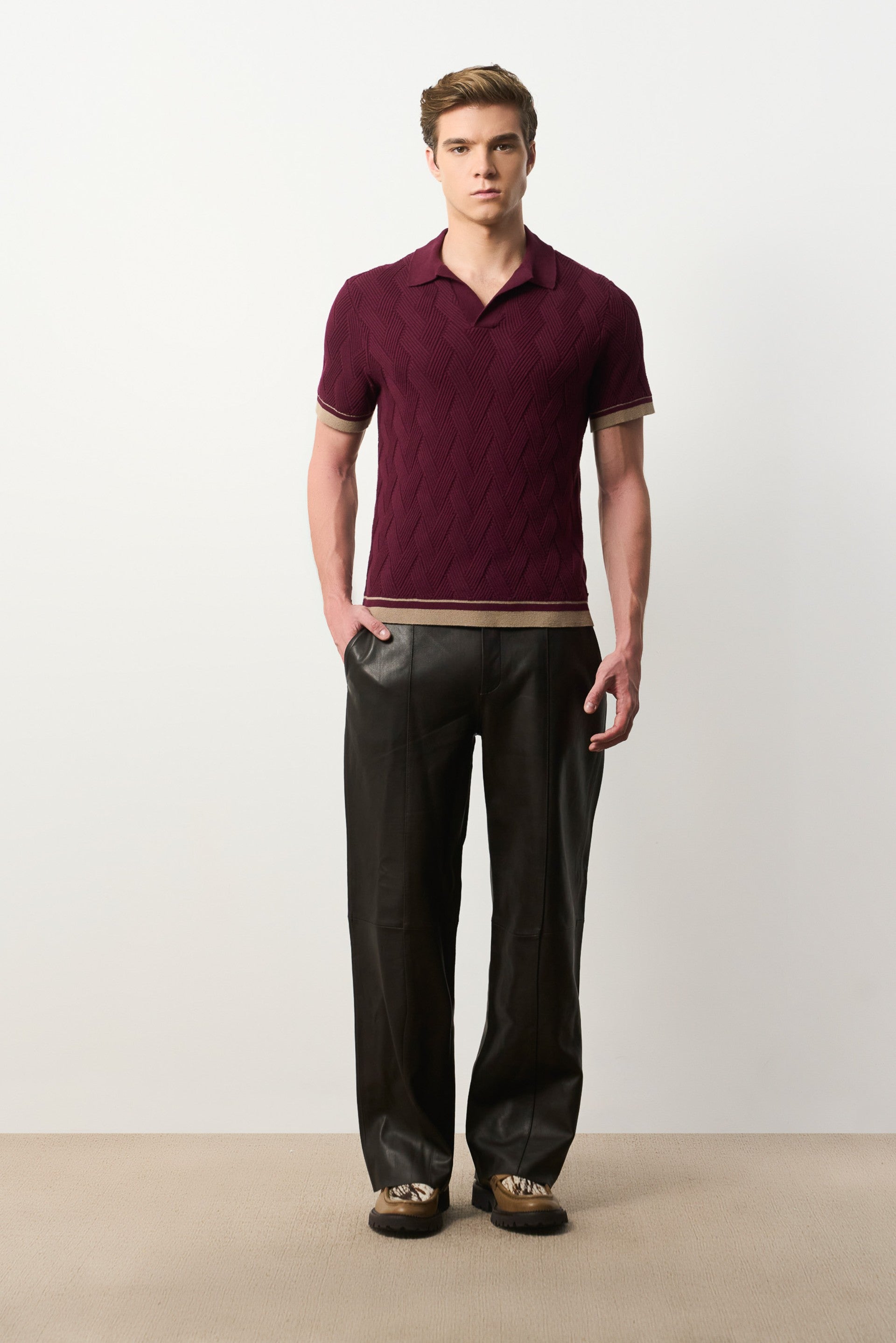 Short-sleeve knit polo for men Aura