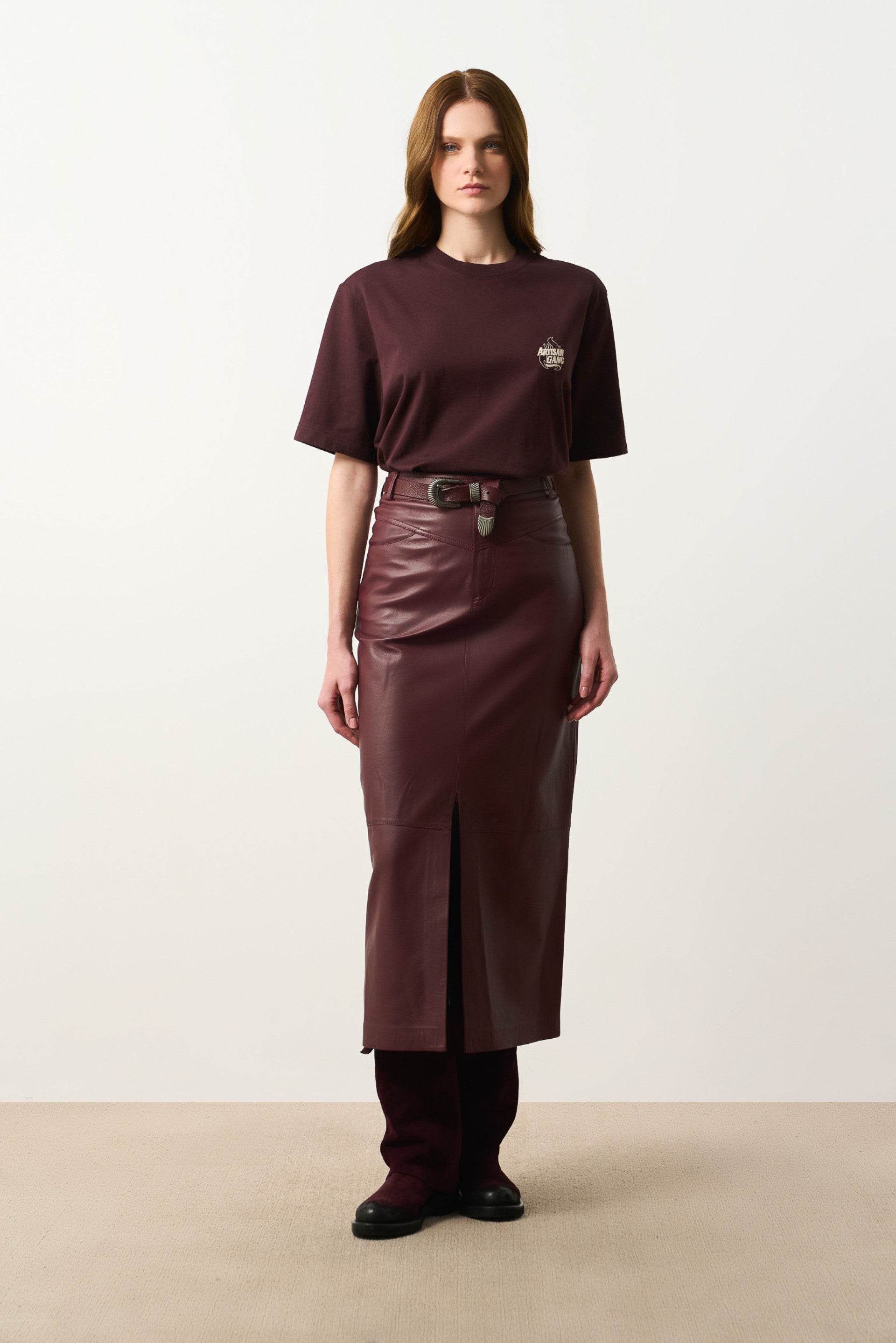 Cayena Leather Maxi Skirt for Women