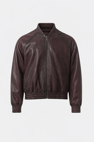 Men's Calypso Textured Leather Bomber Jacket