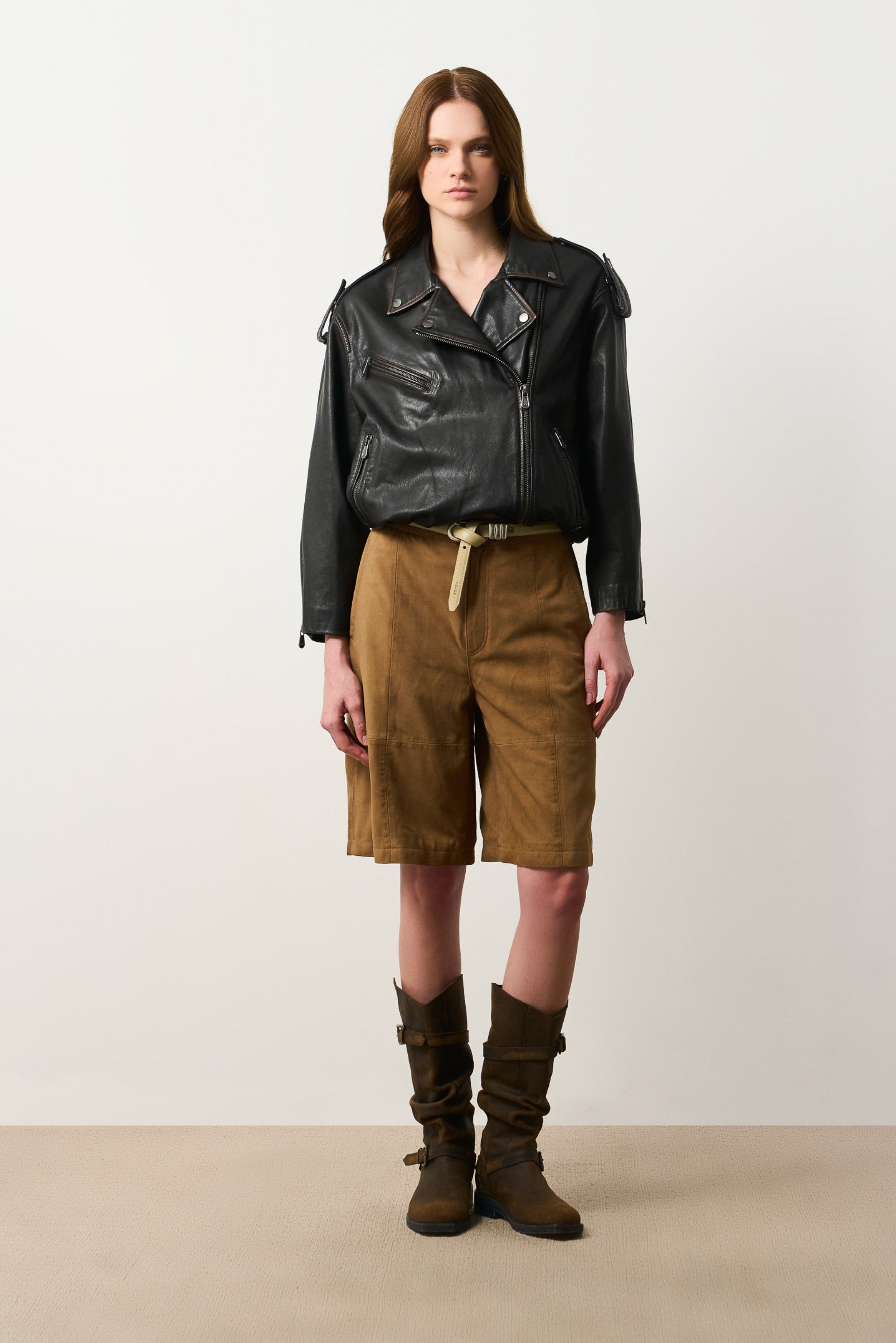 Nare Oversized Suede Bermuda Shorts for Women