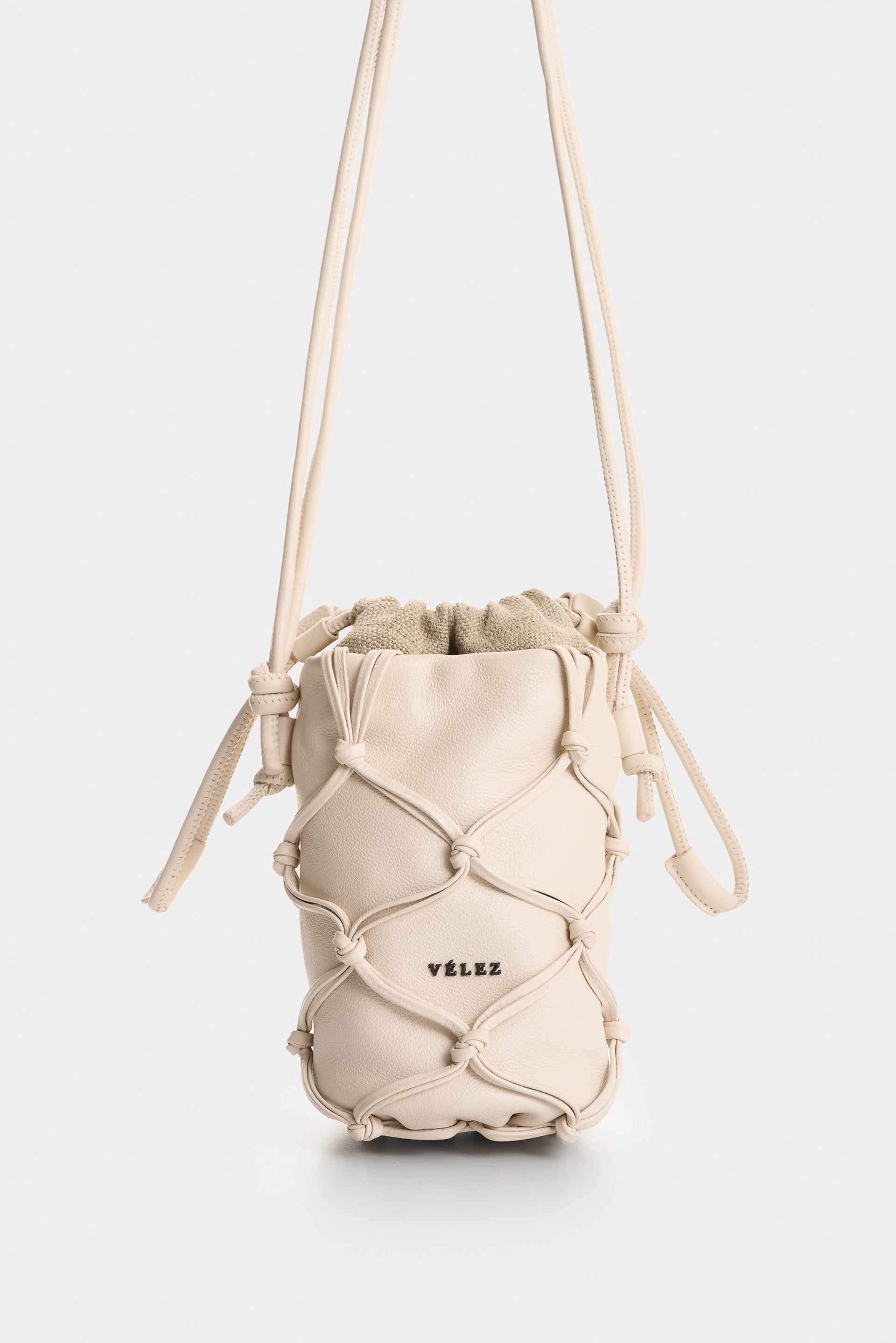Misak Leather Crossbody Bag with Woven Overlay for Men
