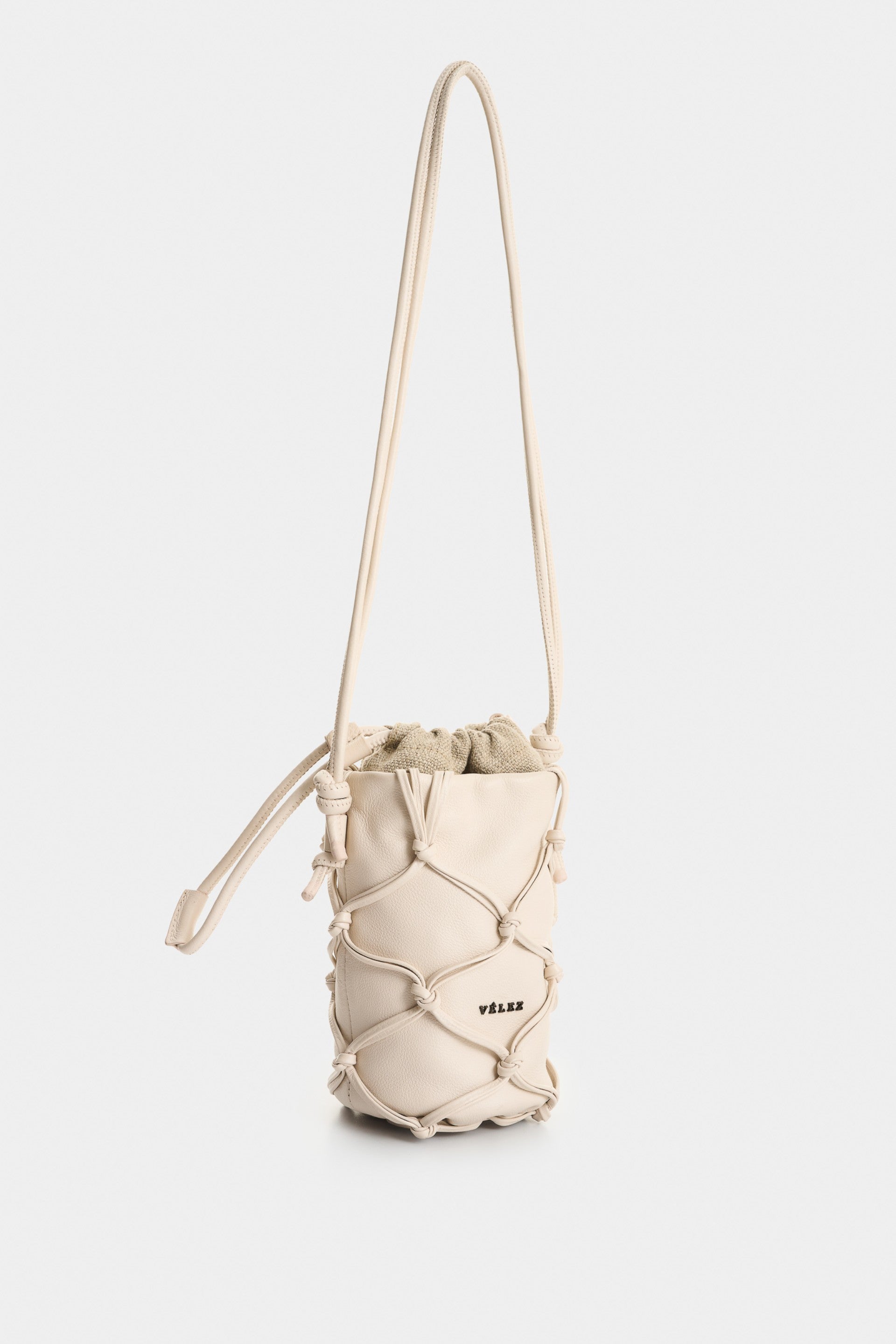 Misak Leather Crossbody Bag with Woven Overlay for Men
