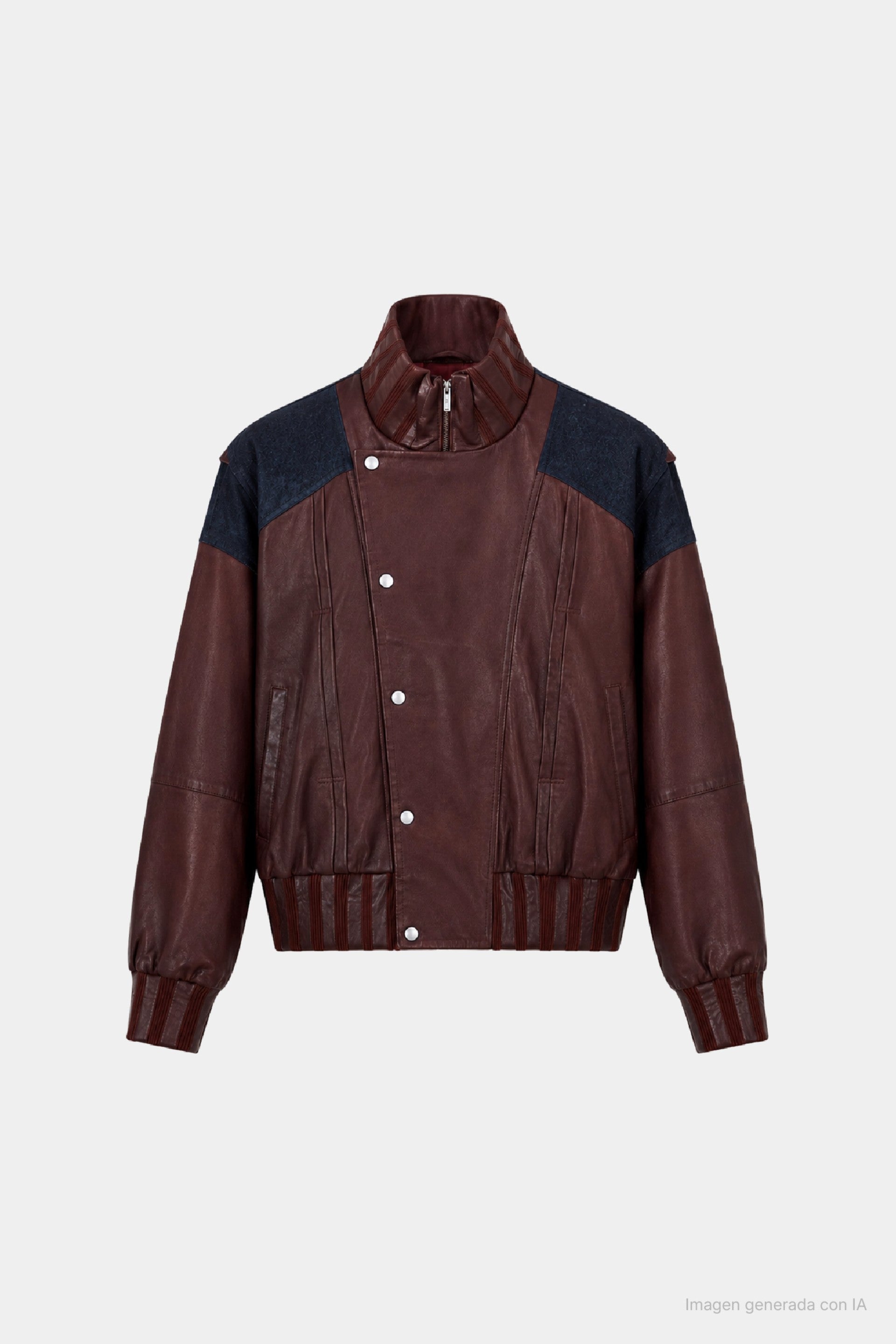 Men's Leather & Denim Bomber Jacket