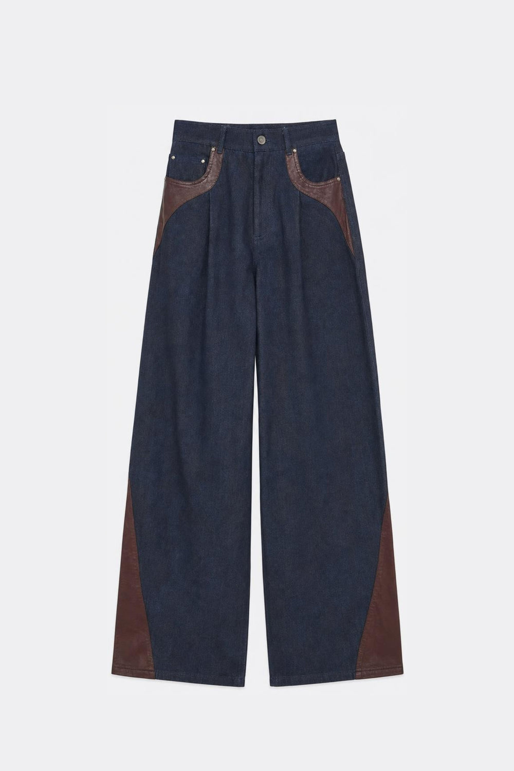 Women's Leather & Denim Barrel Jeans