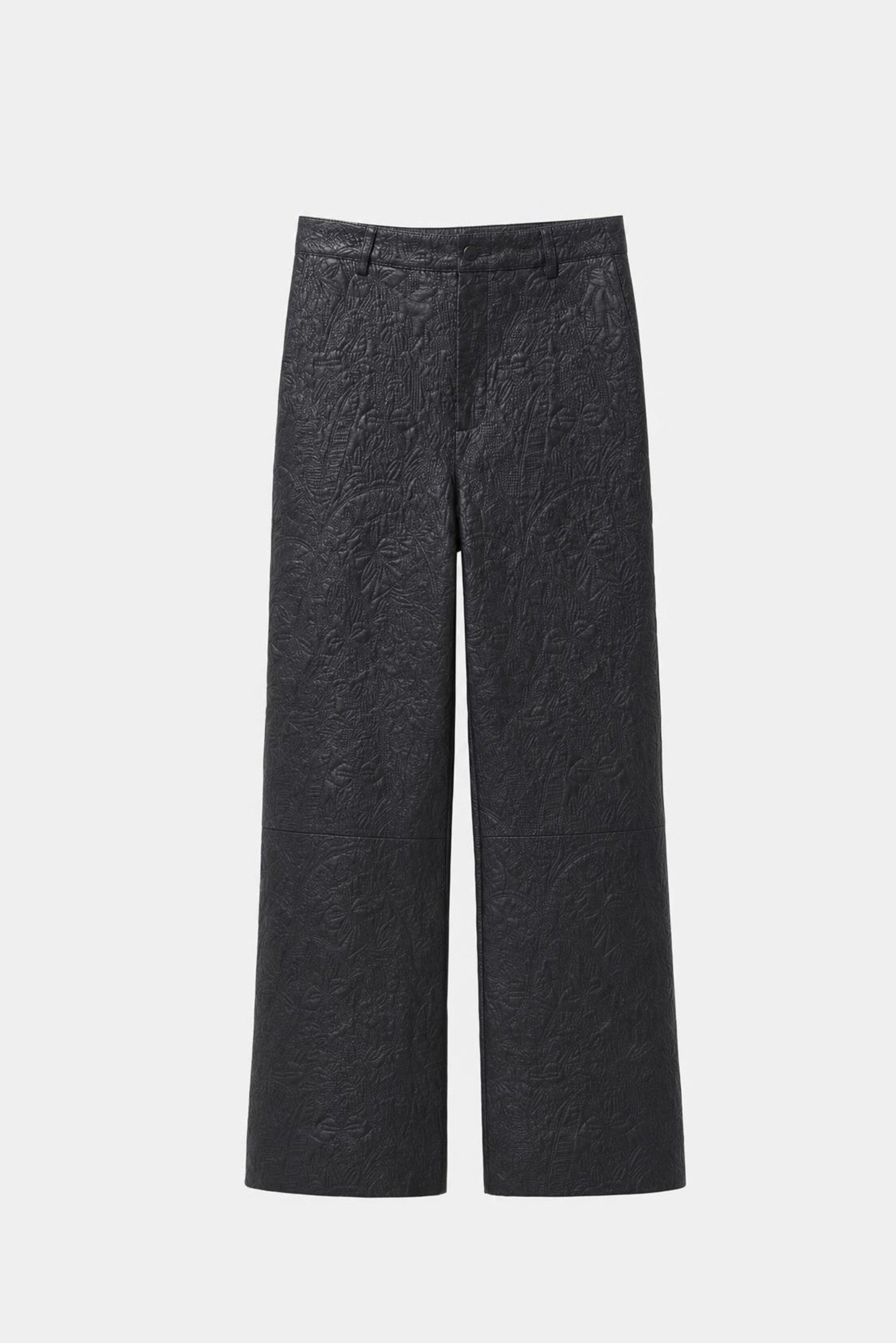 Women's Starlight Palms Leather Trousers with Orchid Embroidery